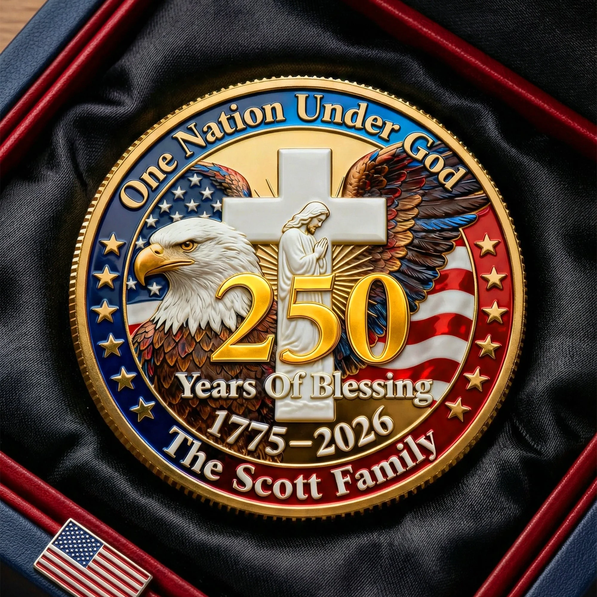 One Nation Under God 250 Years Of Blessing - Personalized Commemorative Coin - Gift For Patriotic | HN02 - Image 3