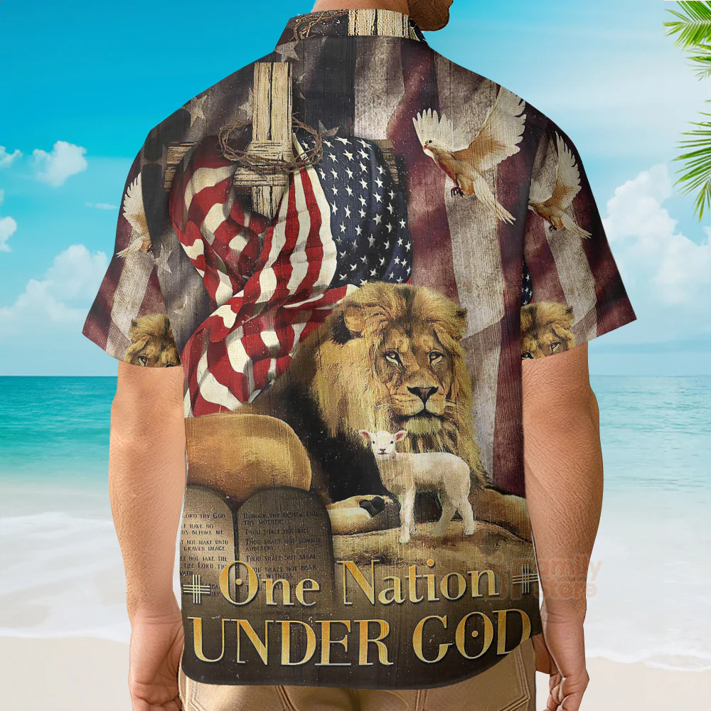One Nation Under God Chest Pocket Short Sleeve Casual Shirt Hawaiian Shirt - Image 4