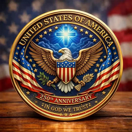One Nation Under God Lion Cross USA 250th 1776-2026 - Commemorative Coin - Gift For Patriots - Image 3