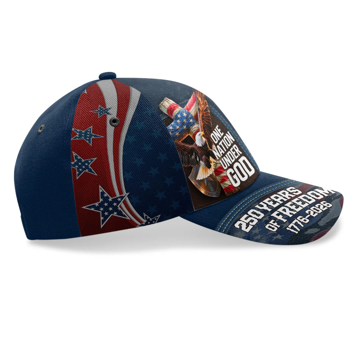 One Nation Under God - Personalized Classic Cap - 250 Years Of Independence Day Gift For Christian BA01 - Image 4