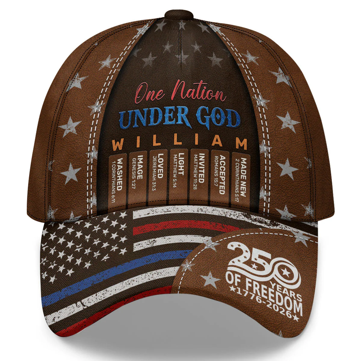 One Nation Under God - Personalized Classic Cap - 250 Years Of Independence Day Gift For Christian BA01
