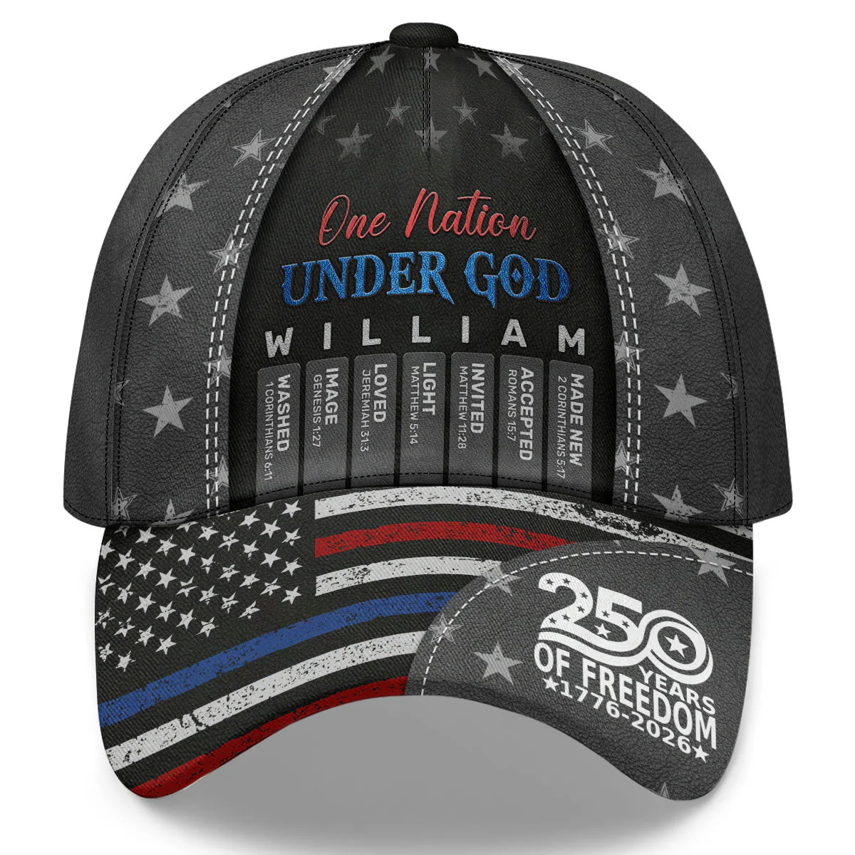 One Nation Under God - Personalized Classic Cap - 250 Years Of Independence Day Gift For Christian BA01 - Image 2