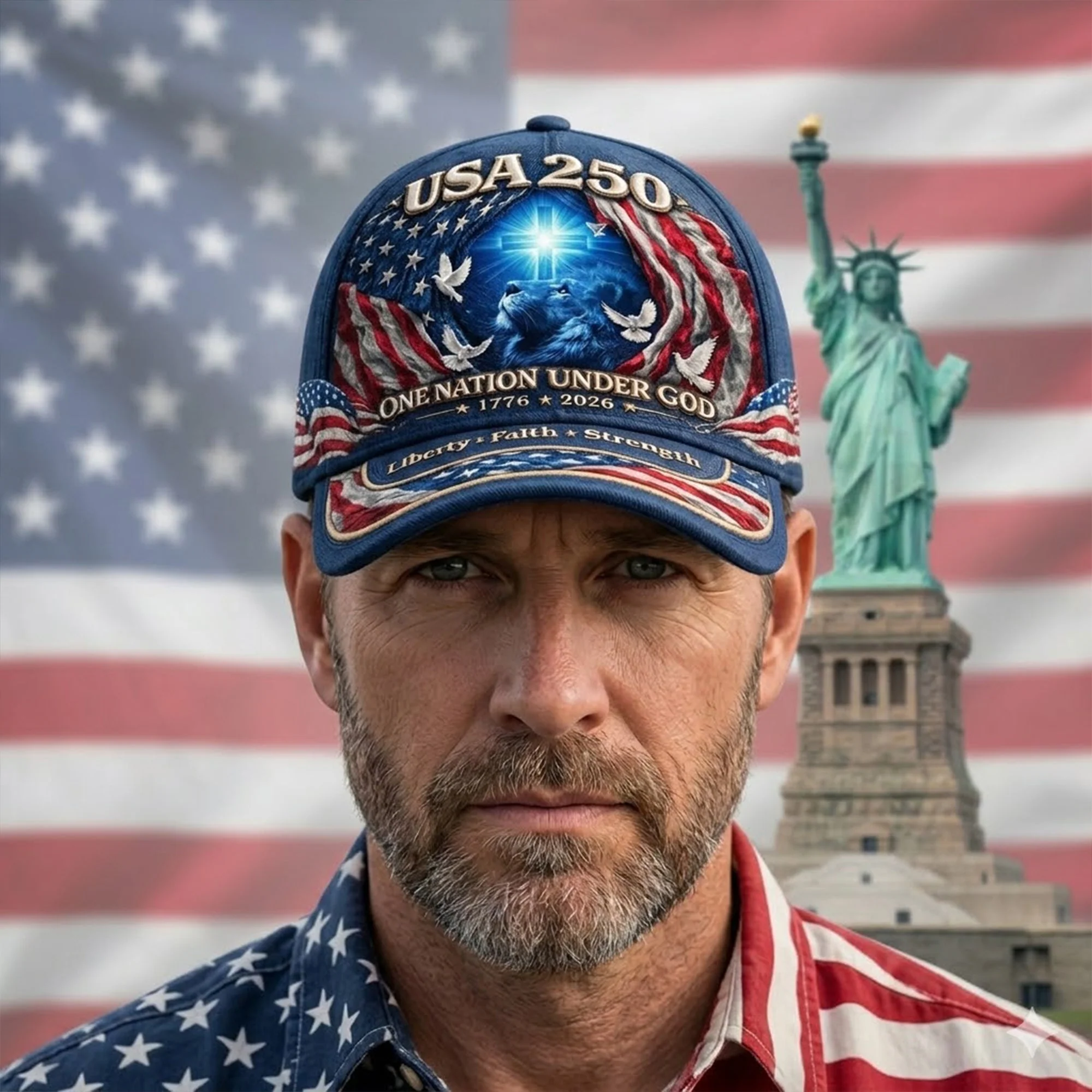 One Nation Under God United States 250th Anniversary - Personalized Classic Cap - Gift For Patriots - Image 3