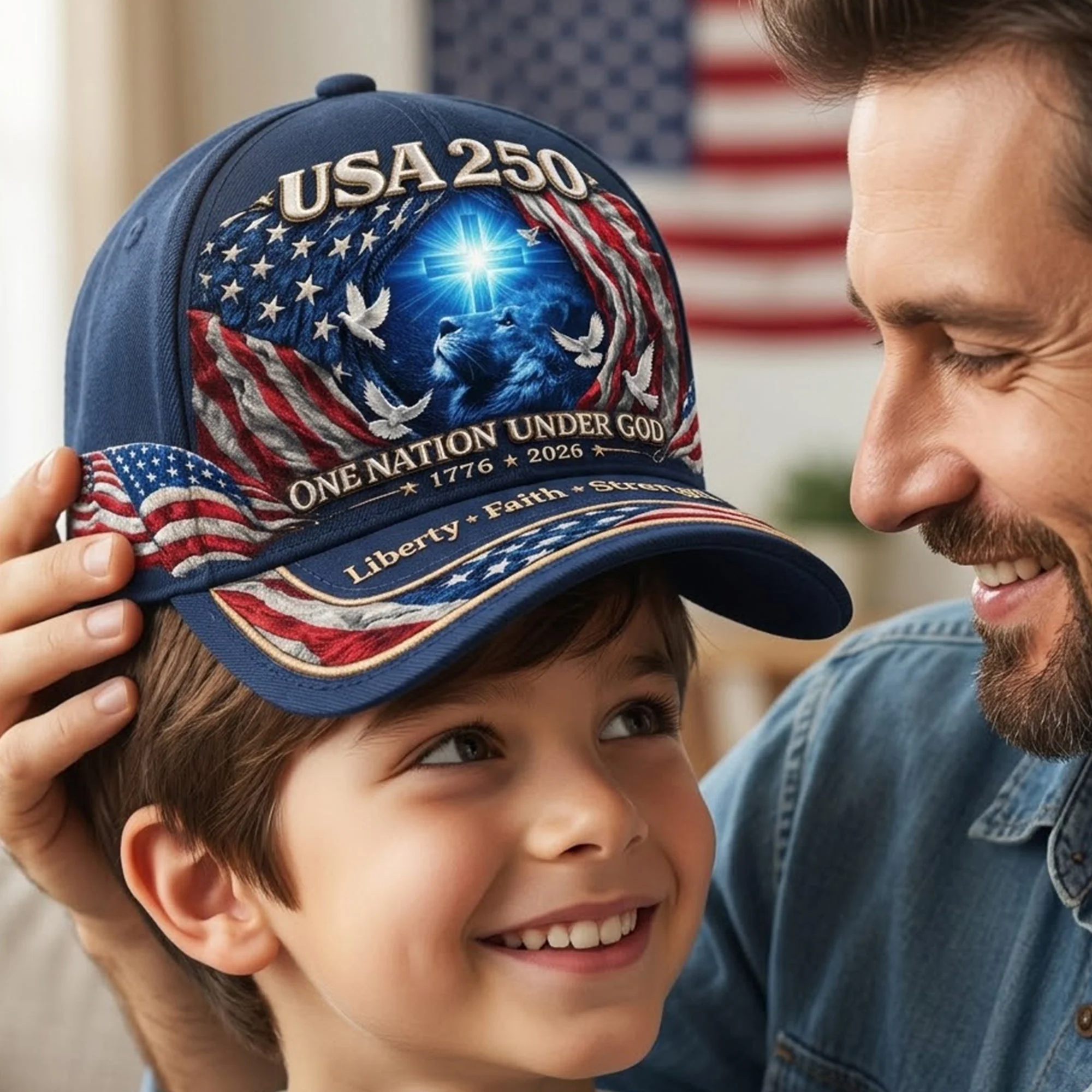 One Nation Under God United States 250th Anniversary - Personalized Classic Cap - Gift For Patriots - Image 5