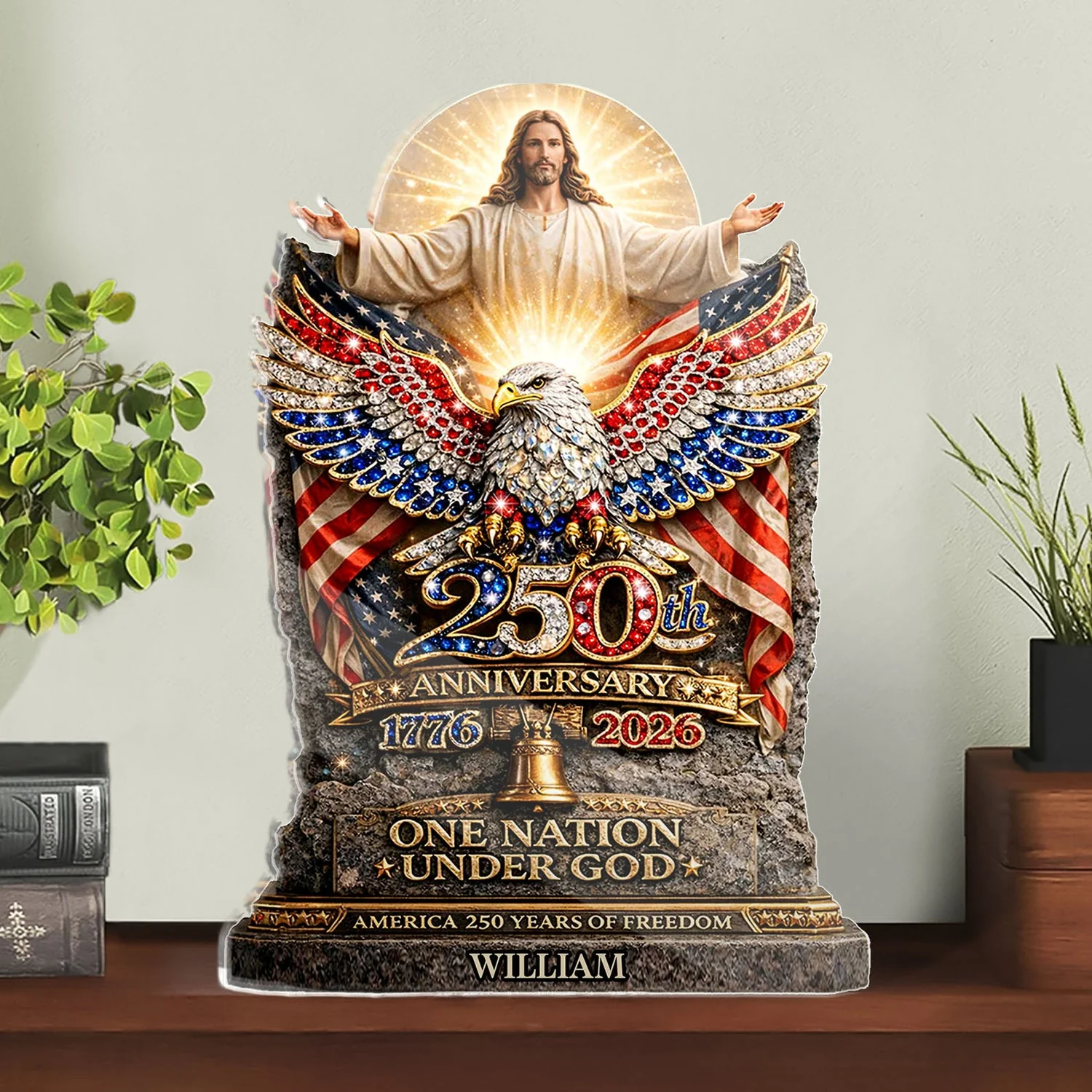 One Nation Under God - USA 250 Years Anniversary - Personalized Custom Shaped Acrylic Plaque