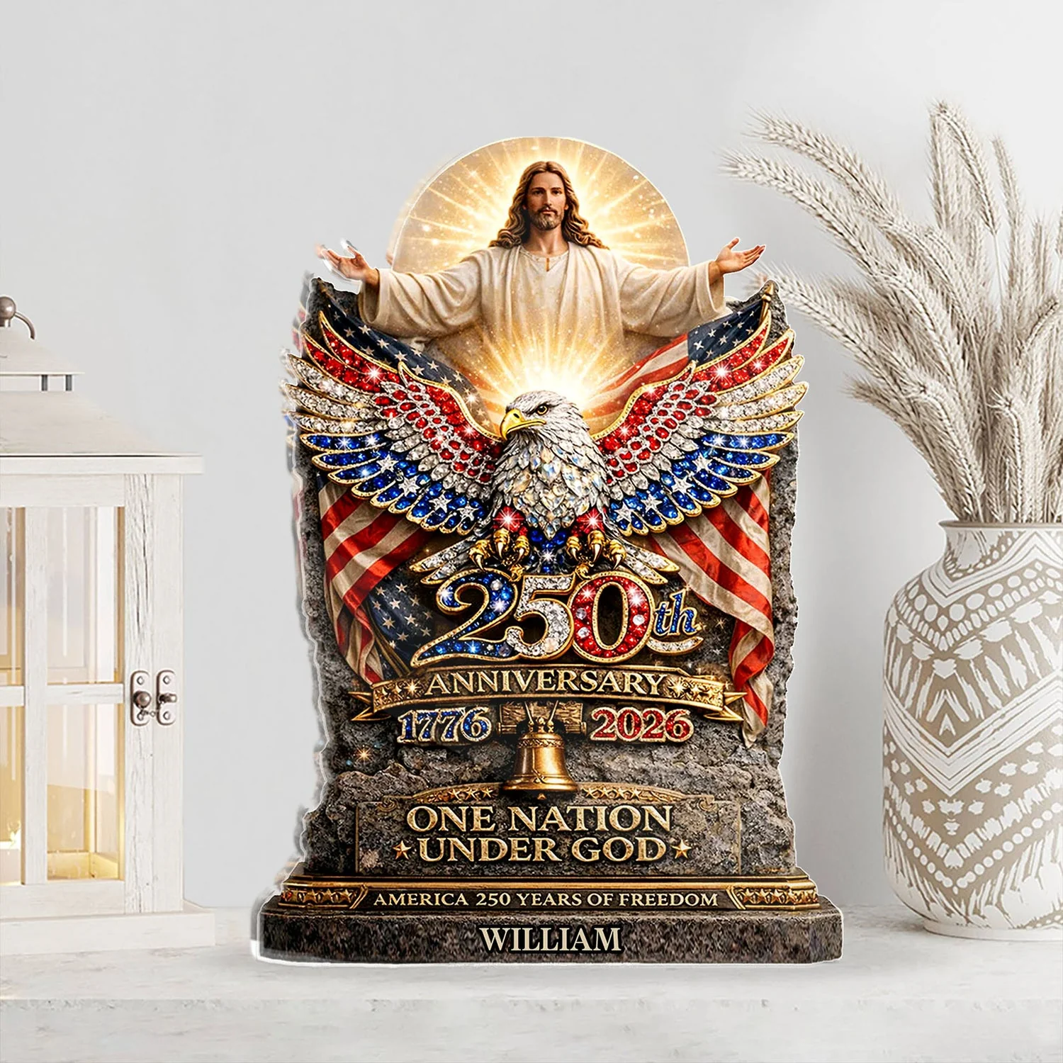 One Nation Under God - USA 250 Years Anniversary - Personalized Custom Shaped Acrylic Plaque - Image 2