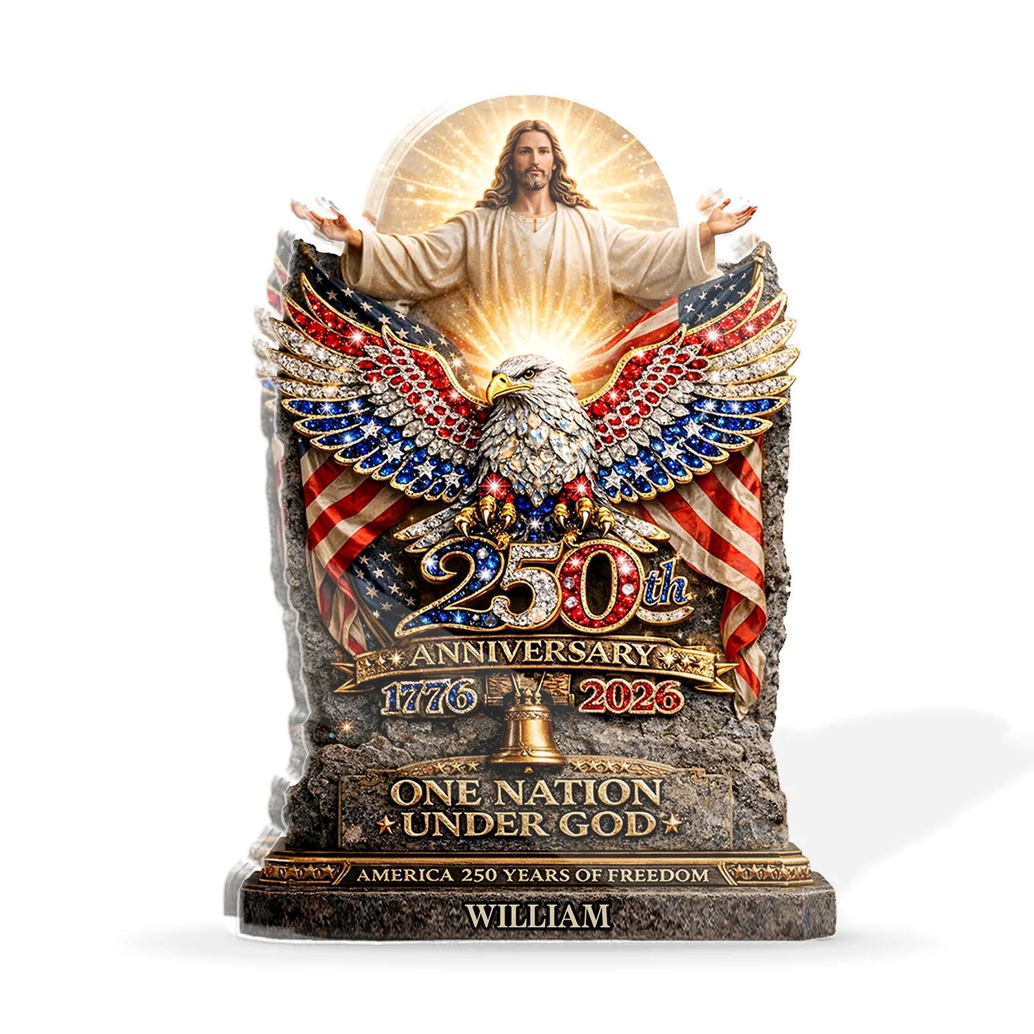 One Nation Under God - USA 250 Years Anniversary - Personalized Custom Shaped Acrylic Plaque - Image 3