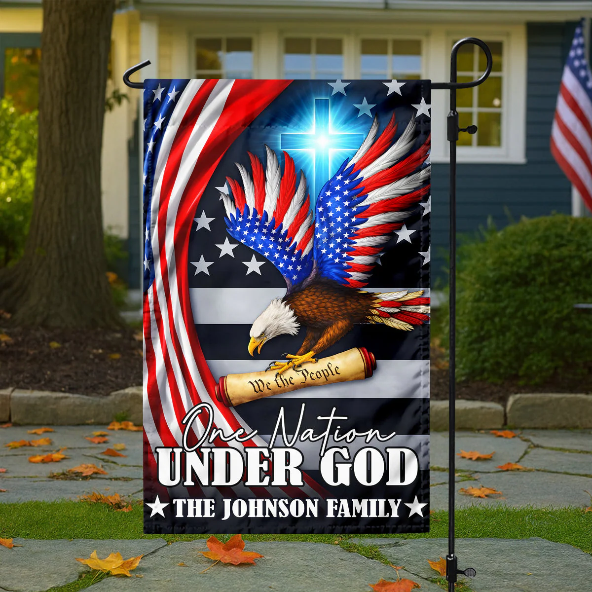 One Nation Under God USA Eagle - Personalized Flag - Patriotic Gift For Family HN02 - Image 5