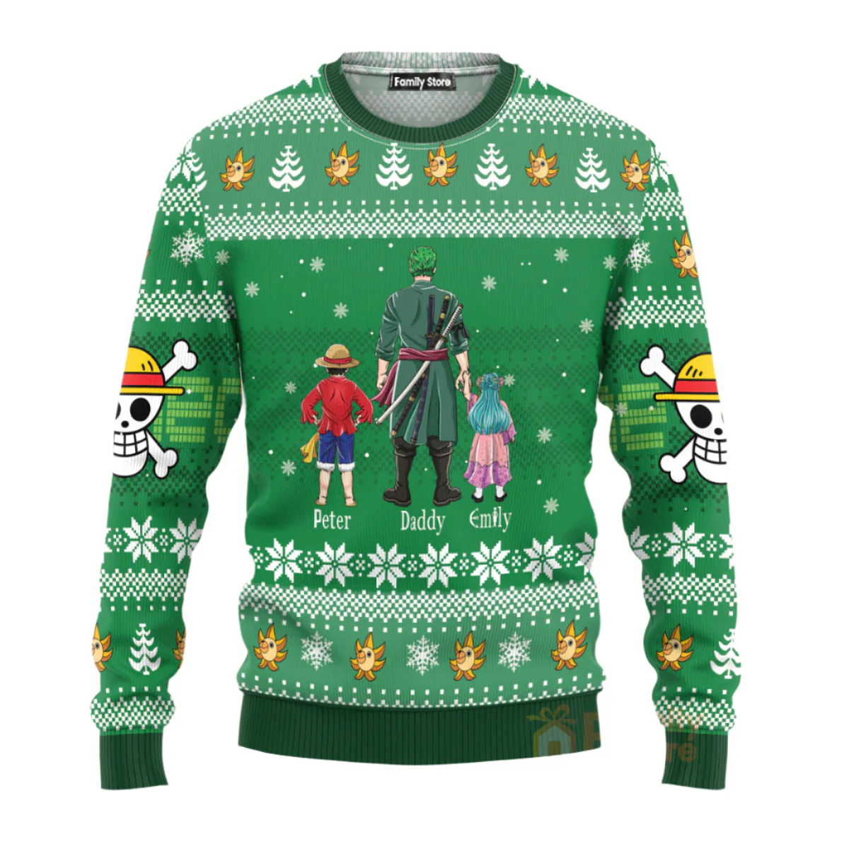 OnPi Pirate Adventure Chibi Family - Gift For Dad. Husband, Grandpa - Personalized Ugly Sweatshirt - CL11 NH96