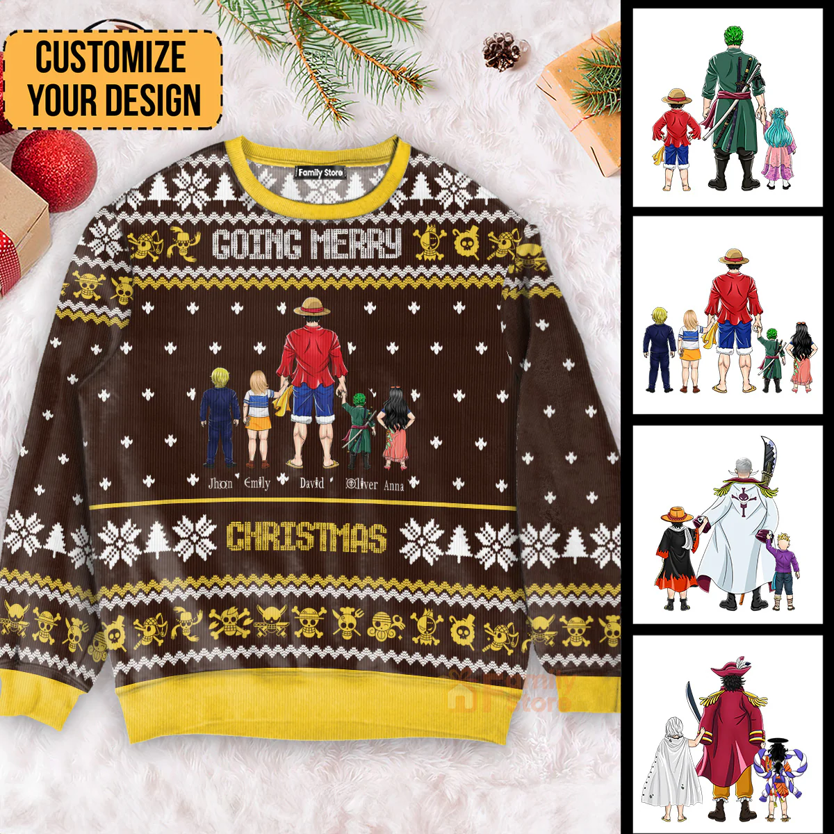OnPi Pirate Adventure Straw Hat Pirates  - Personalized Ugly Sweatshirt - Gift for Dad, Grandpa, Husband CL11 NH96 - Image 5