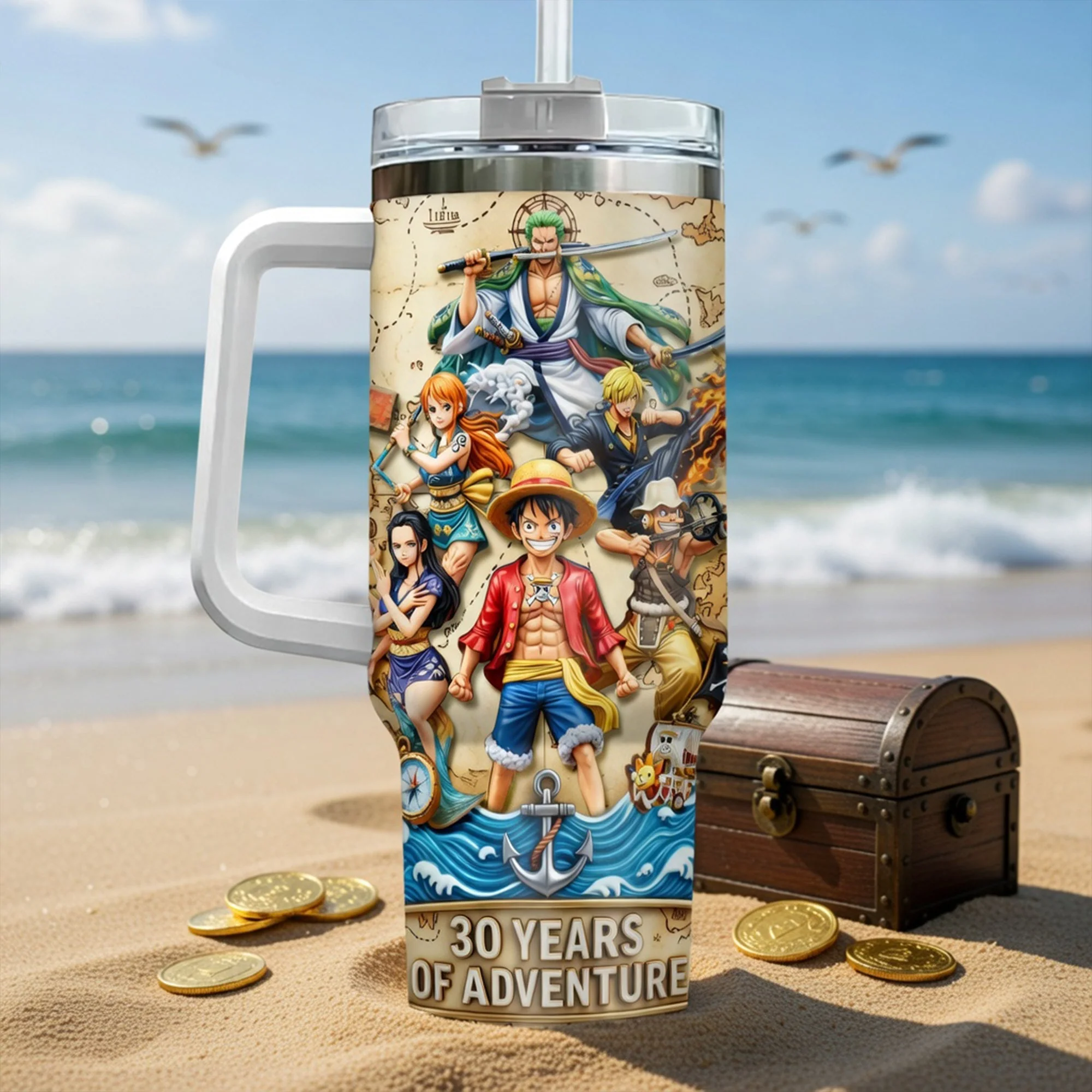 OnPi 30 Years Of Adventure - Personalized Tumbler With Handle - Gift For Movie Fans - Image 3