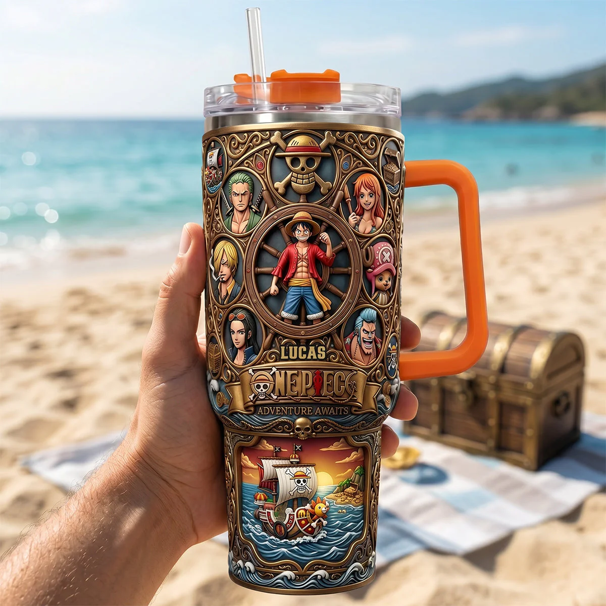 OnPi Adventure Awaits - Personalized Tumbler With Handle - Gift For Movie Fans - Image 2