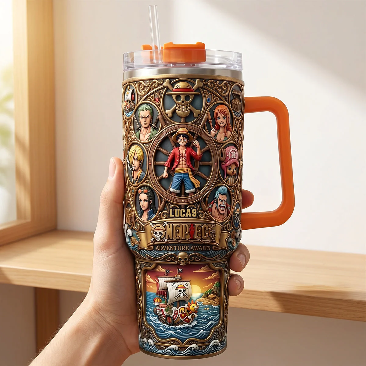 OnPi Adventure Awaits - Personalized Tumbler With Handle - Gift For Movie Fans - Image 3