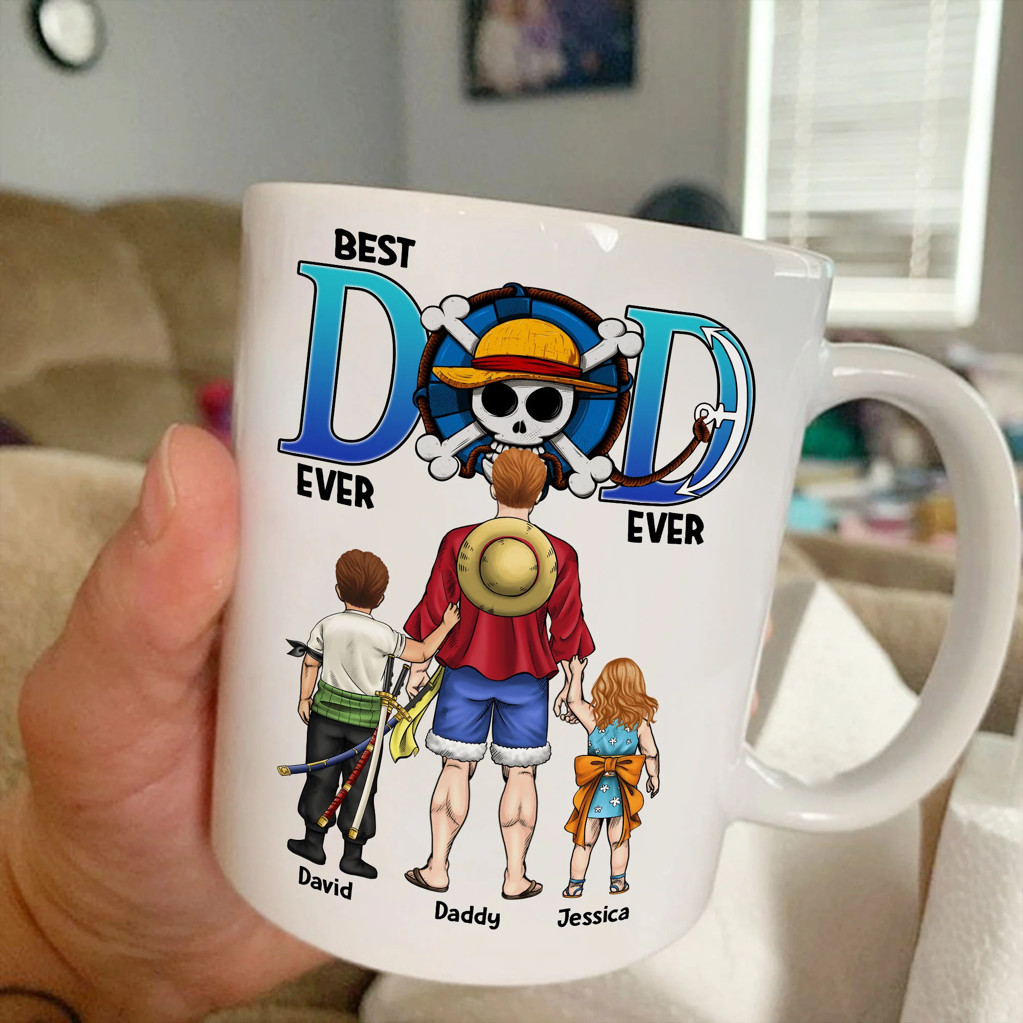 OnPi Best Dad Ever - Personalized White Mug - Gift For Dad - Image 2