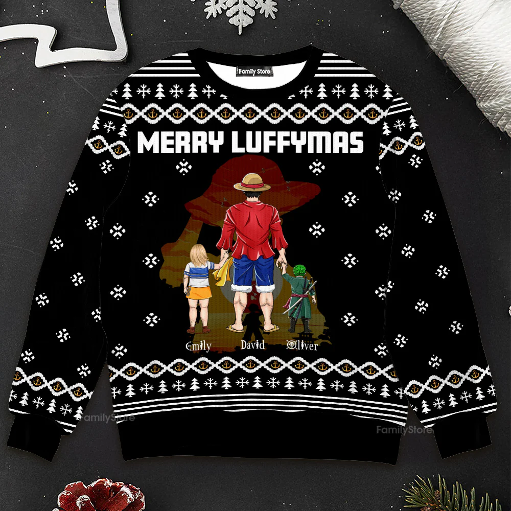 OnPi Merry Luffymas - Personalized Ugly Christmas Sweater | CL11 NL122 - Image 3
