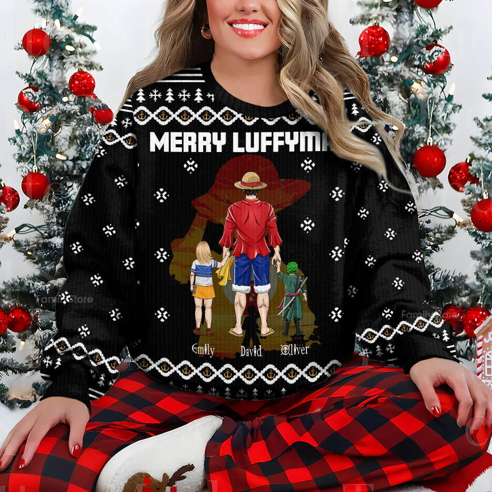 OnPi Merry Luffymas - Personalized Ugly Christmas Sweater | CL11 NL122 - Image 4
