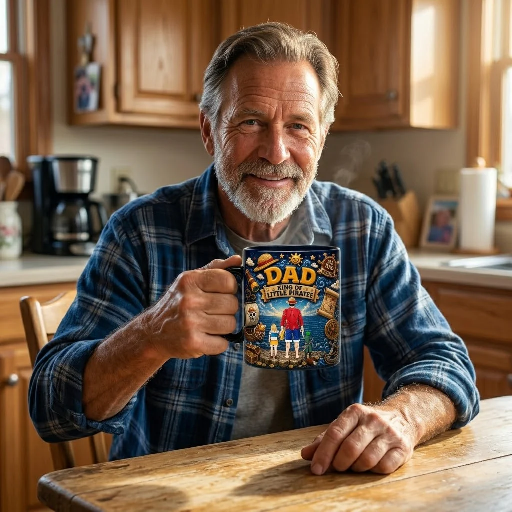 OnPi Ocean Adventure Dad Little Anime Pirates - Personalized Mug - Gift For Dad - Image 4