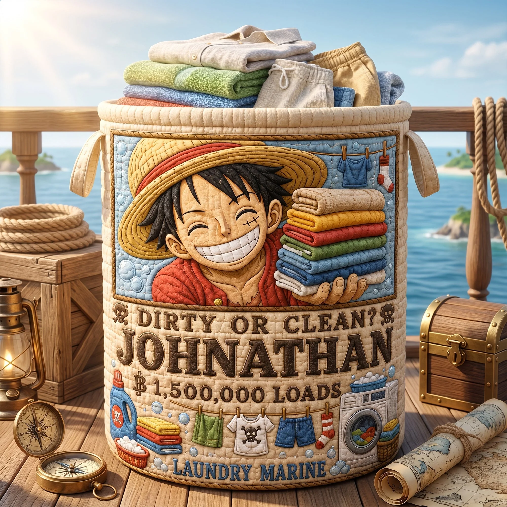 OnPi Wanted Adventure - Personalized Quilted Laundry Basket - Gift For Movie Fans, Laundry Lovers - Image 2