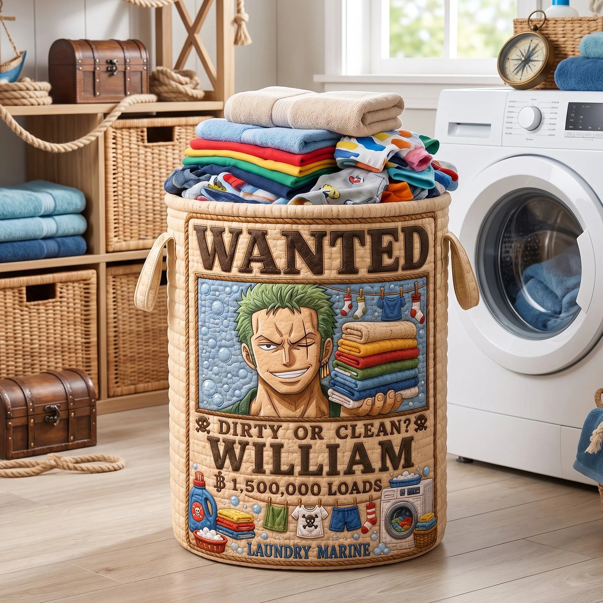 OnPi Wanted Adventure - Personalized Quilted Laundry Basket - Gift For Movie Fans, Laundry Lovers - Image 5