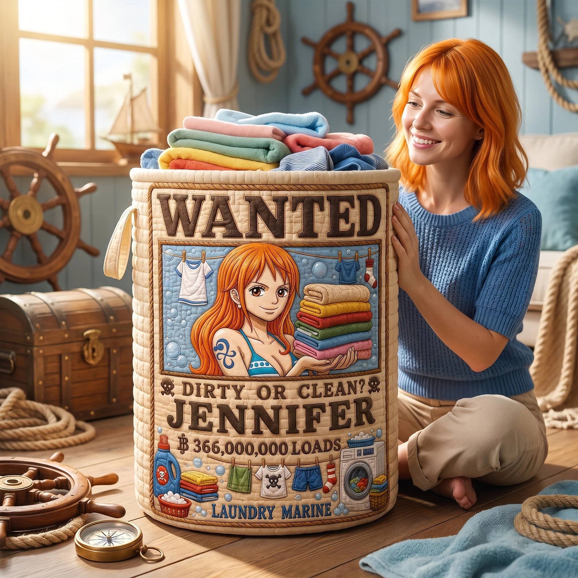 OnPi Wanted Adventure - Personalized Quilted Laundry Basket - Gift For Movie Fans, Laundry Lovers - Image 6