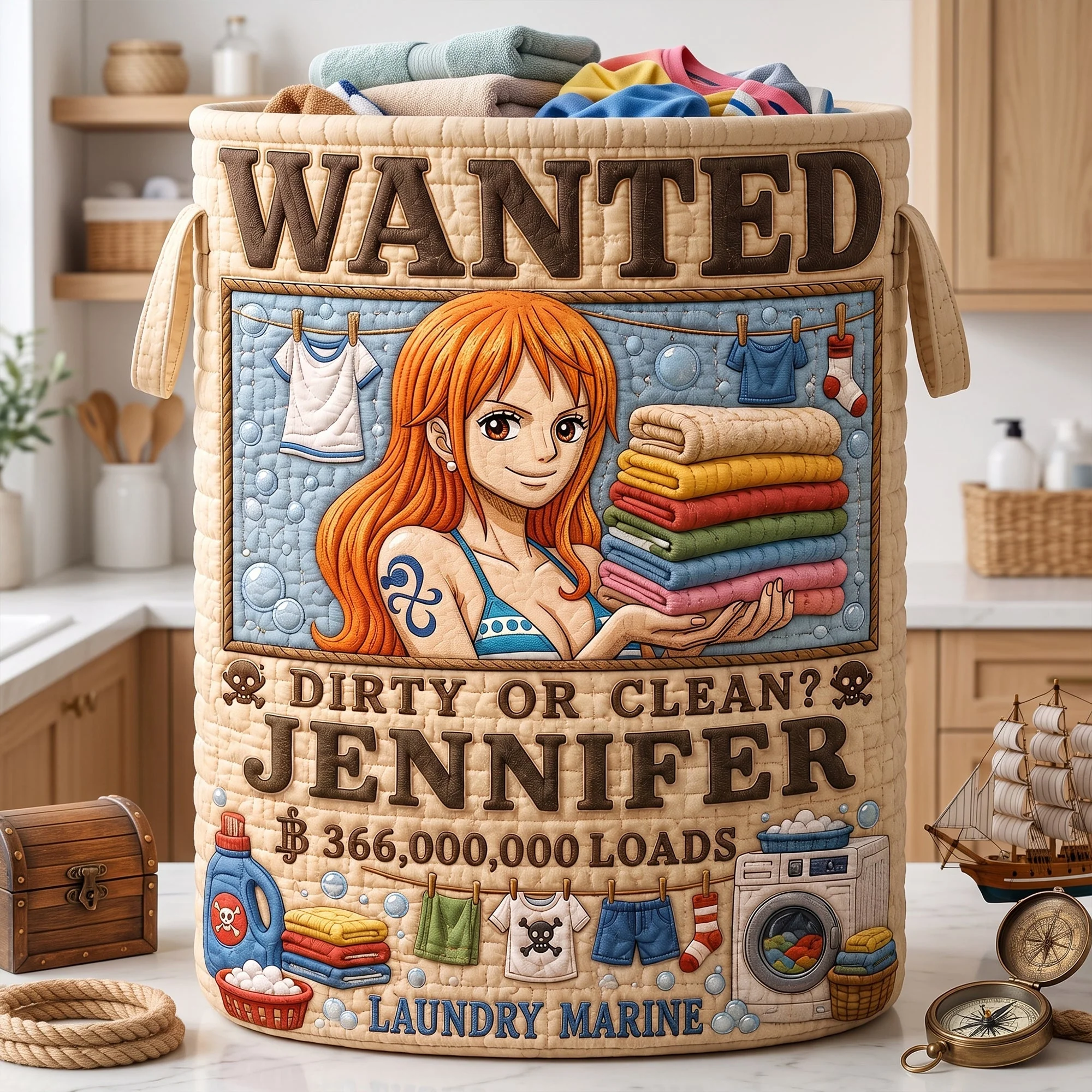 OnPi Wanted Adventure - Personalized Quilted Laundry Basket - Gift For Movie Fans, Laundry Lovers - Image 7