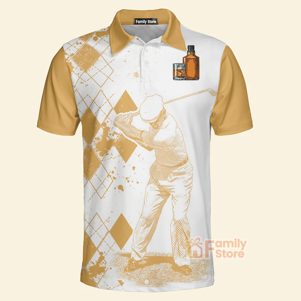 Orange Argyle Pattern Golf - Men Polo Shirt - Image 3