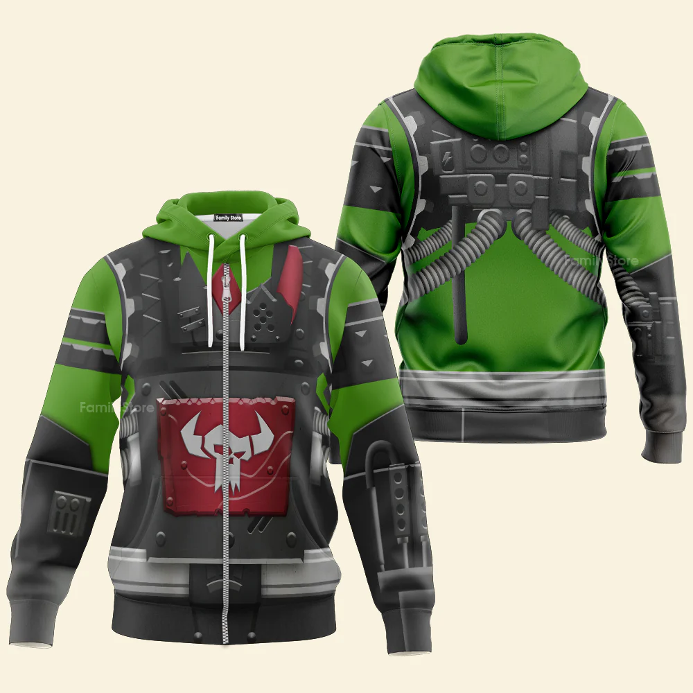 Ork Meganob with Shoota Mega Action - Costume Cosplay Hoodie Sweatshirt Sweatpants - Image 4