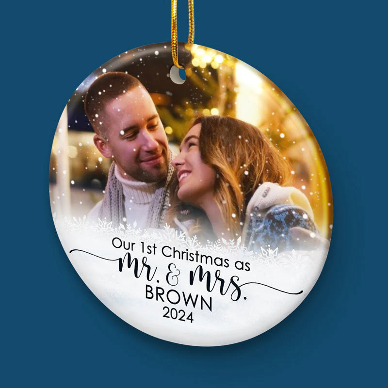 Our 1st Christmas As Mr & Mrs - Personalized Ceramic Ornament - Christmas Gift For Husband Wife, Anniversary, First Christmas NH96 - Image 3