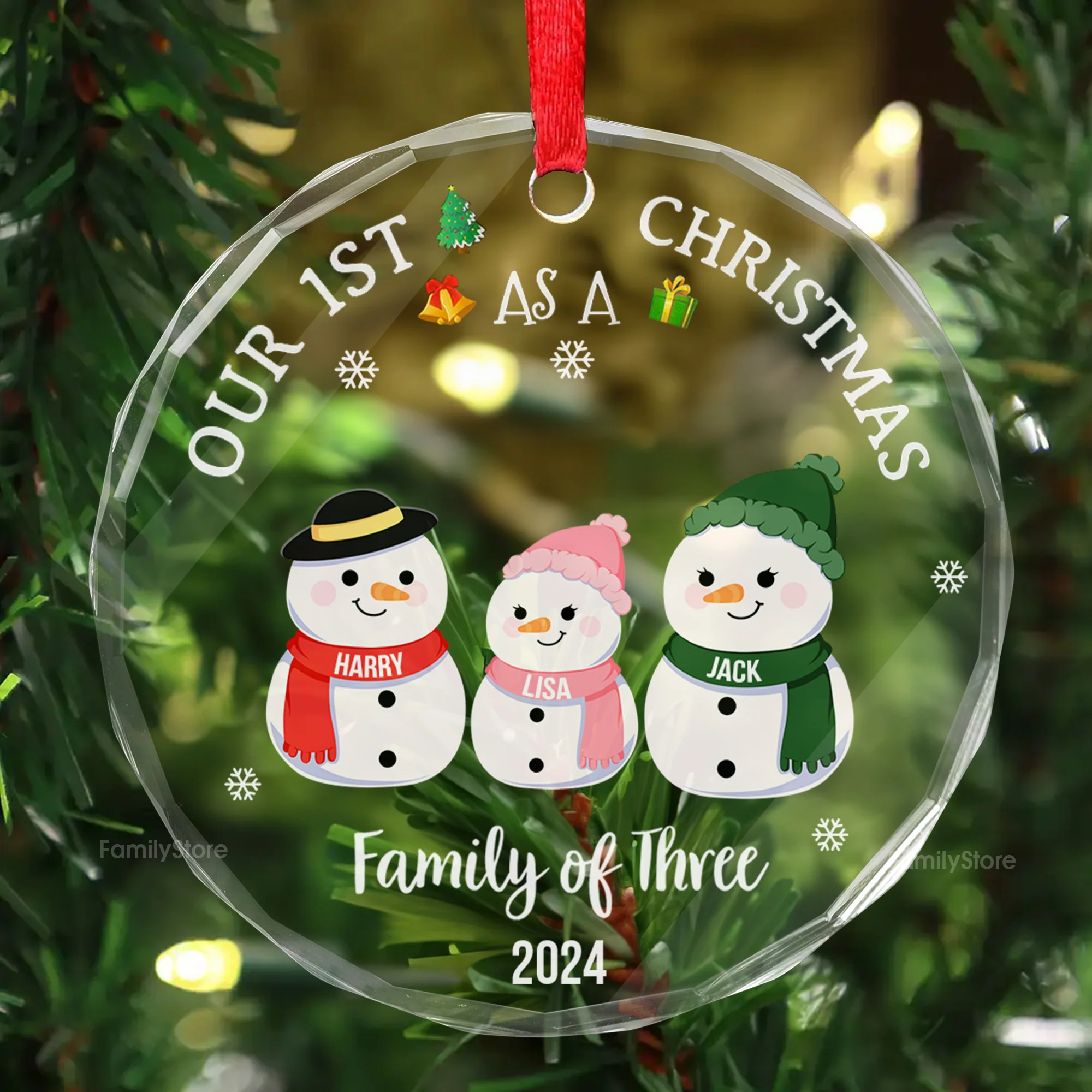 Our First Christmas As A Family - Gift For Family - Personalized Glass Ornament - CL34 NA94 - Image 2