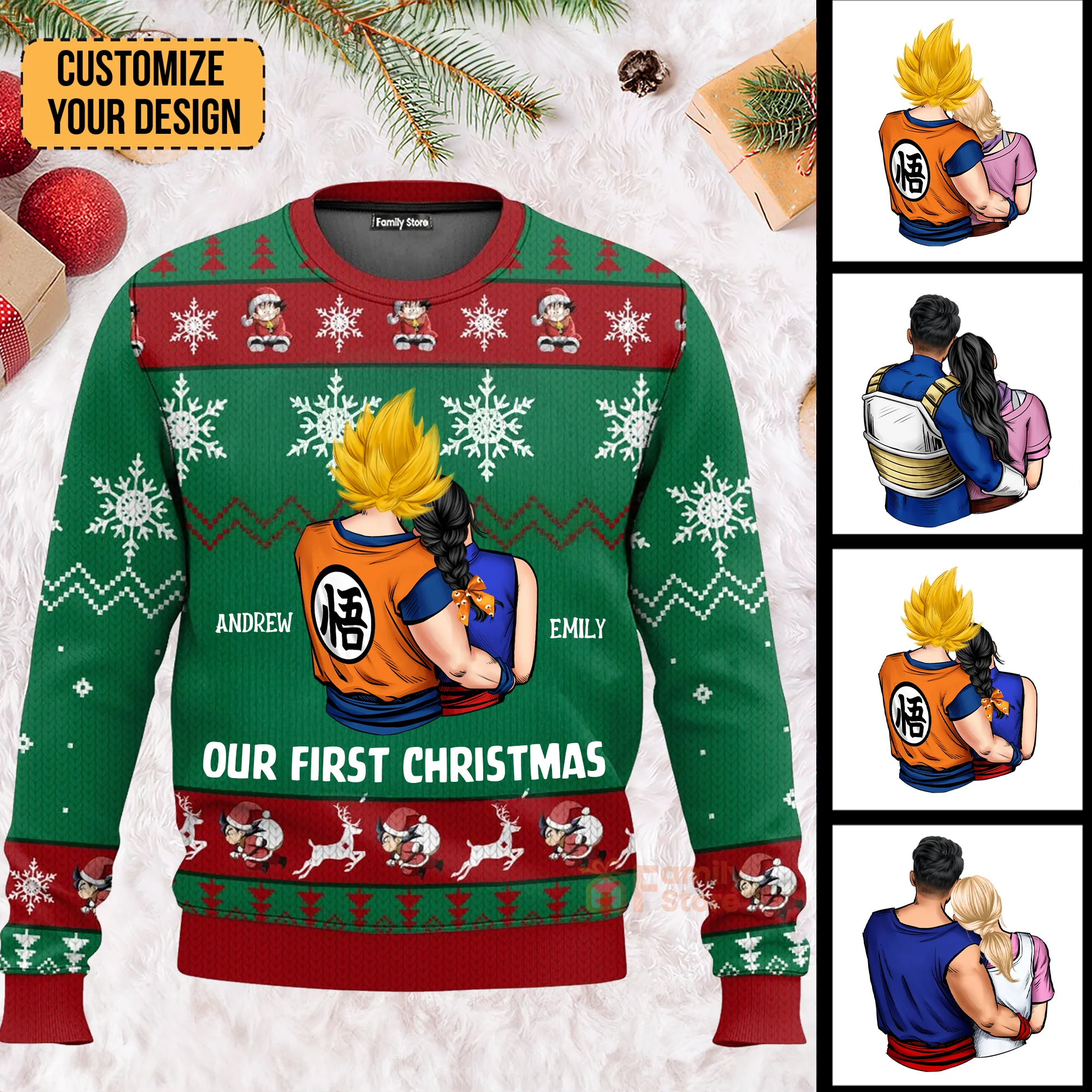 Our First Christmas DrBa - Gift For Couples - Personalized Ugly Sweater - CL18 NH96 - Image 2