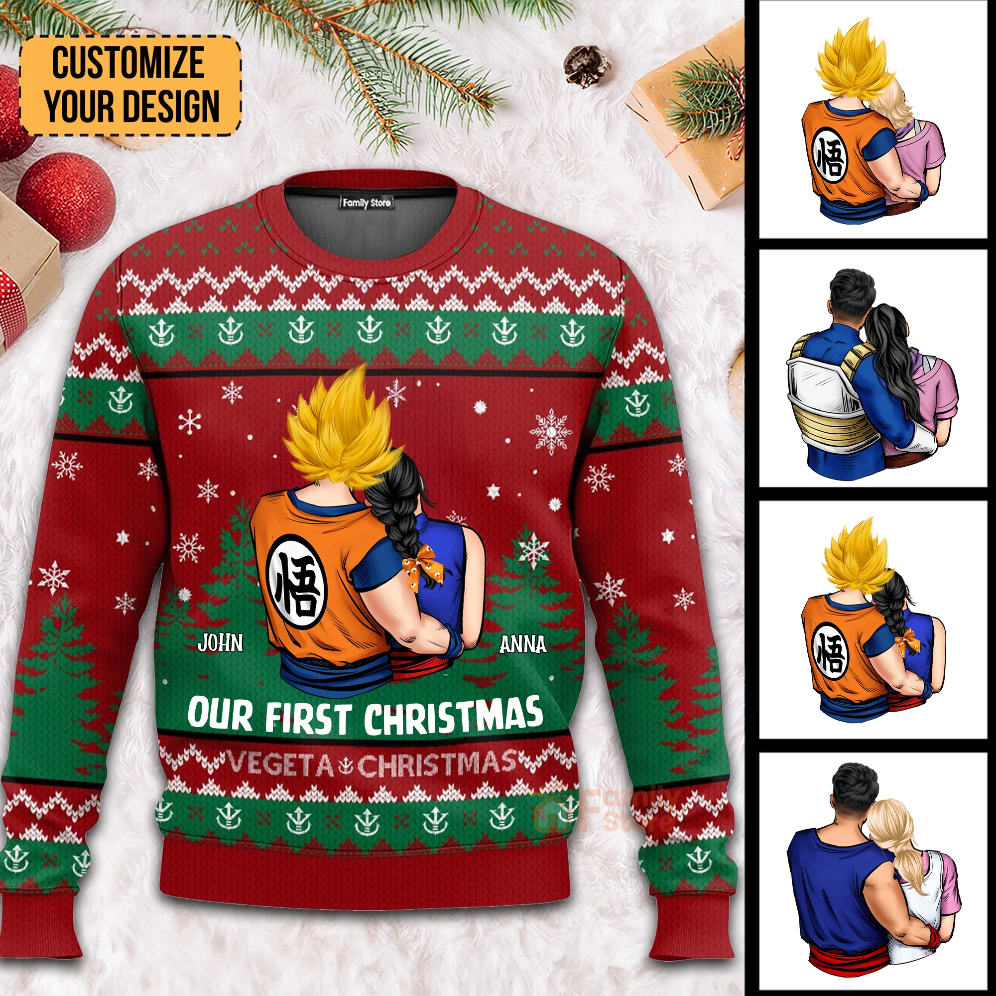 Our First Christmas DrBa - Gift For Couples - Personalized Ugly Sweater - CL18 NH96