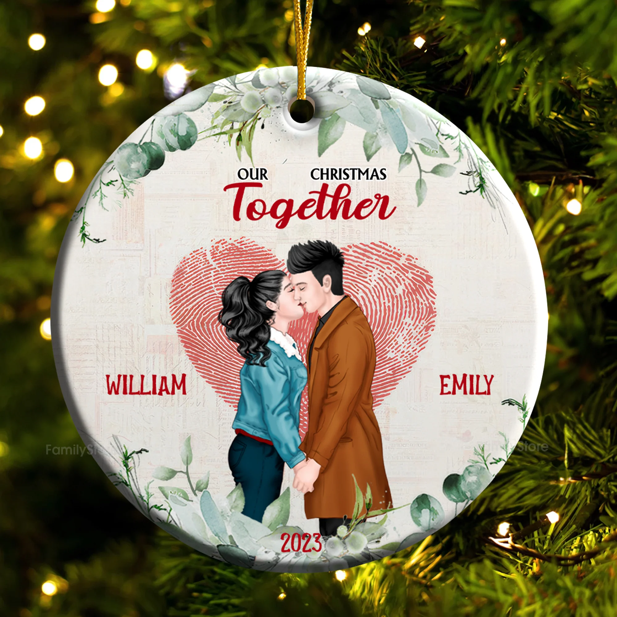 Our First Christmas Together - Gift for Couples - Personalized Ceramic Ornament - CL30 NH96 - Image 4