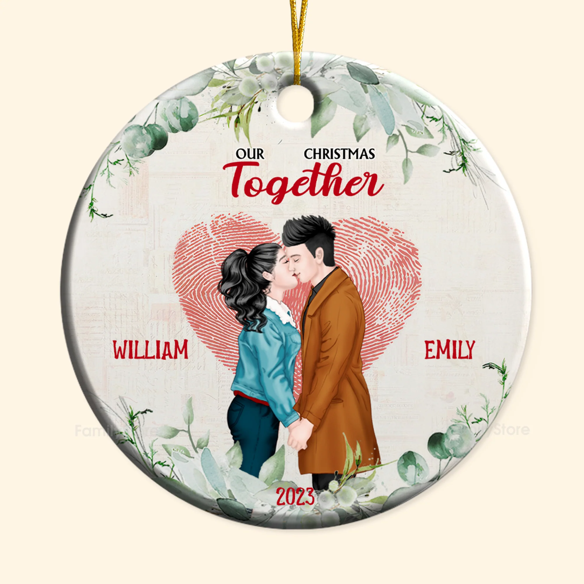 Our First Christmas Together - Gift for Couples - Personalized Ceramic Ornament - CL30 NH96 - Image 6