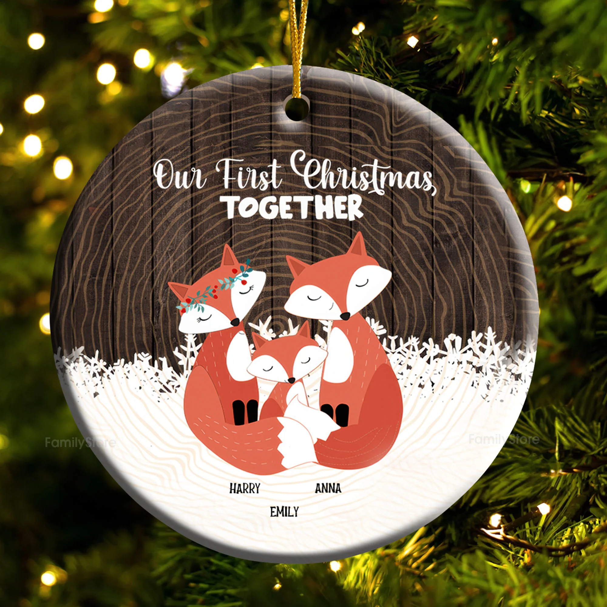 Our First Christmas Together - Gift For Family - Personalized Ceramic Ornament NA94 - Image 2