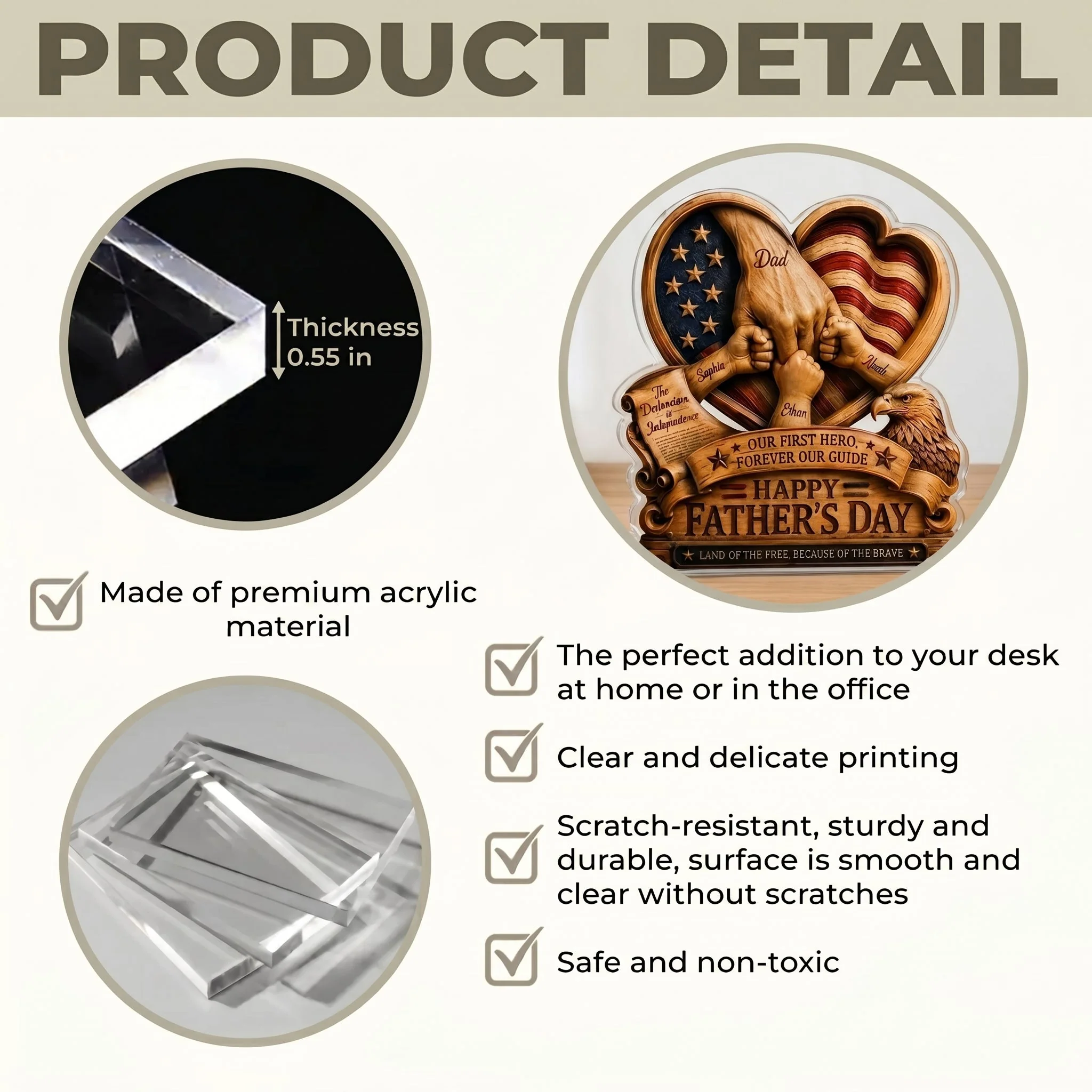 Our First Hero Forever Our Guide - Personalized Shaped Acrylic Plaque - Patriotic For Dad - Image 10