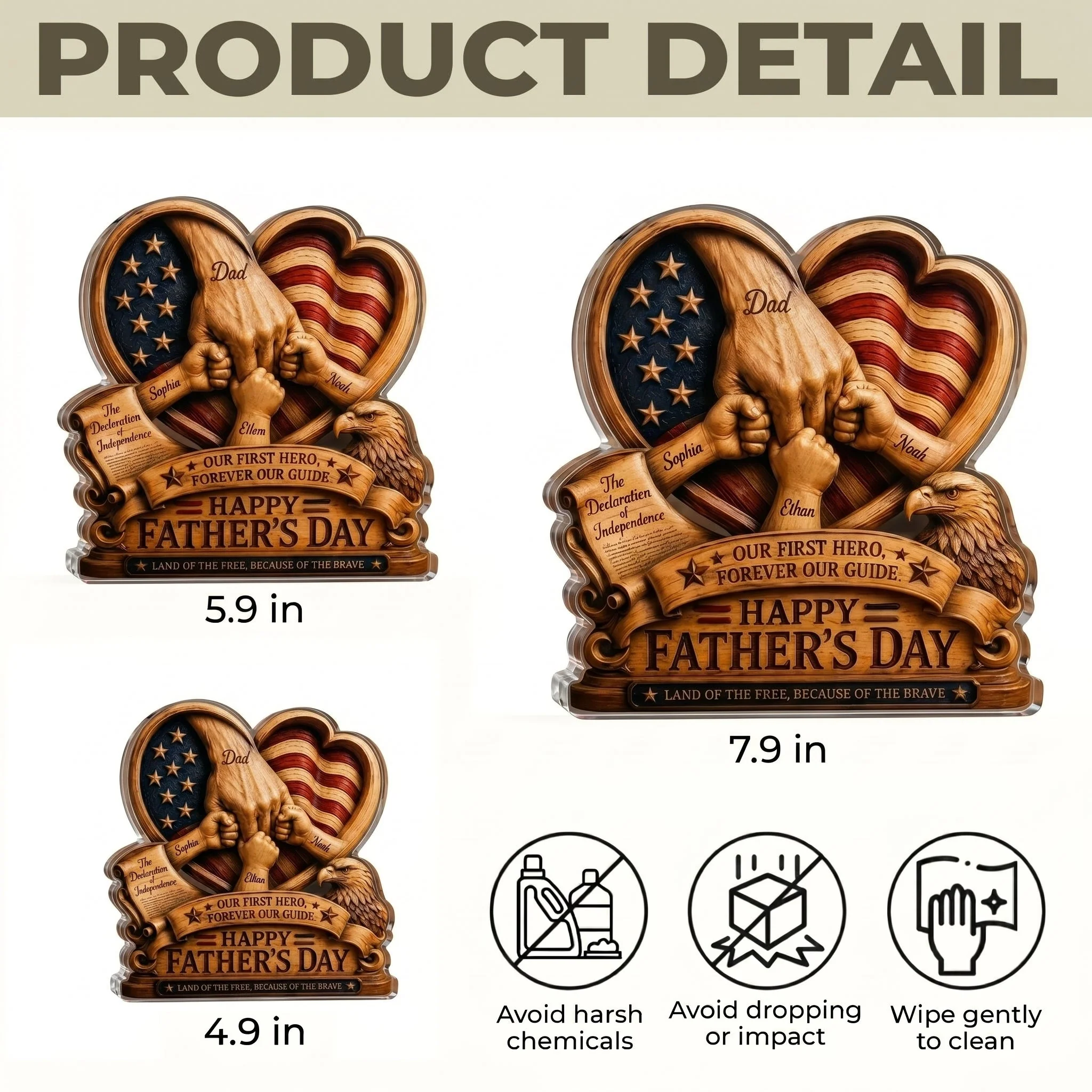 Our First Hero Forever Our Guide - Personalized Shaped Acrylic Plaque - Patriotic For Dad - Image 11