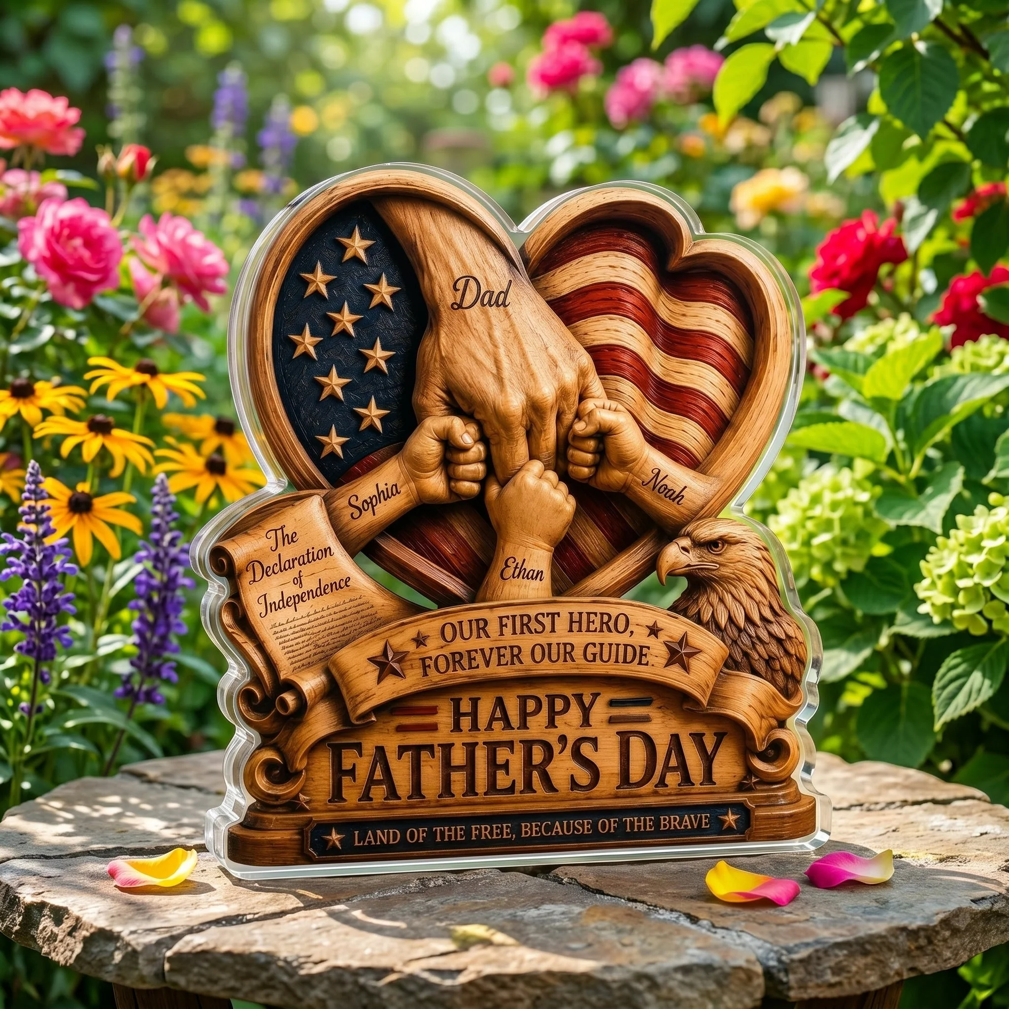 Our First Hero Forever Our Guide - Personalized Shaped Acrylic Plaque - Patriotic For Dad - Image 3