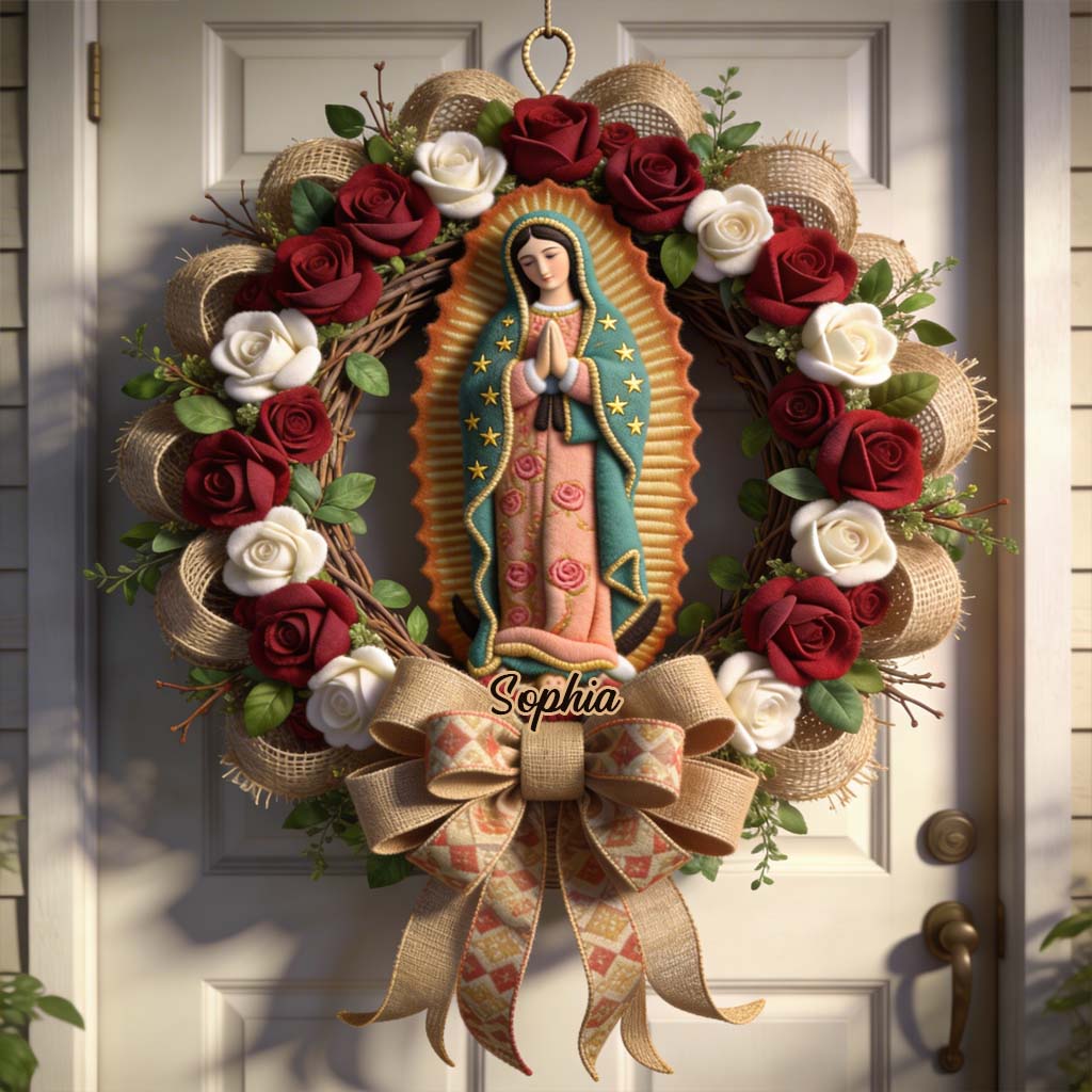 Our Lady Of Guadalupe - Personalized Christian Custom Shaped Wood Sign - Gift For Family