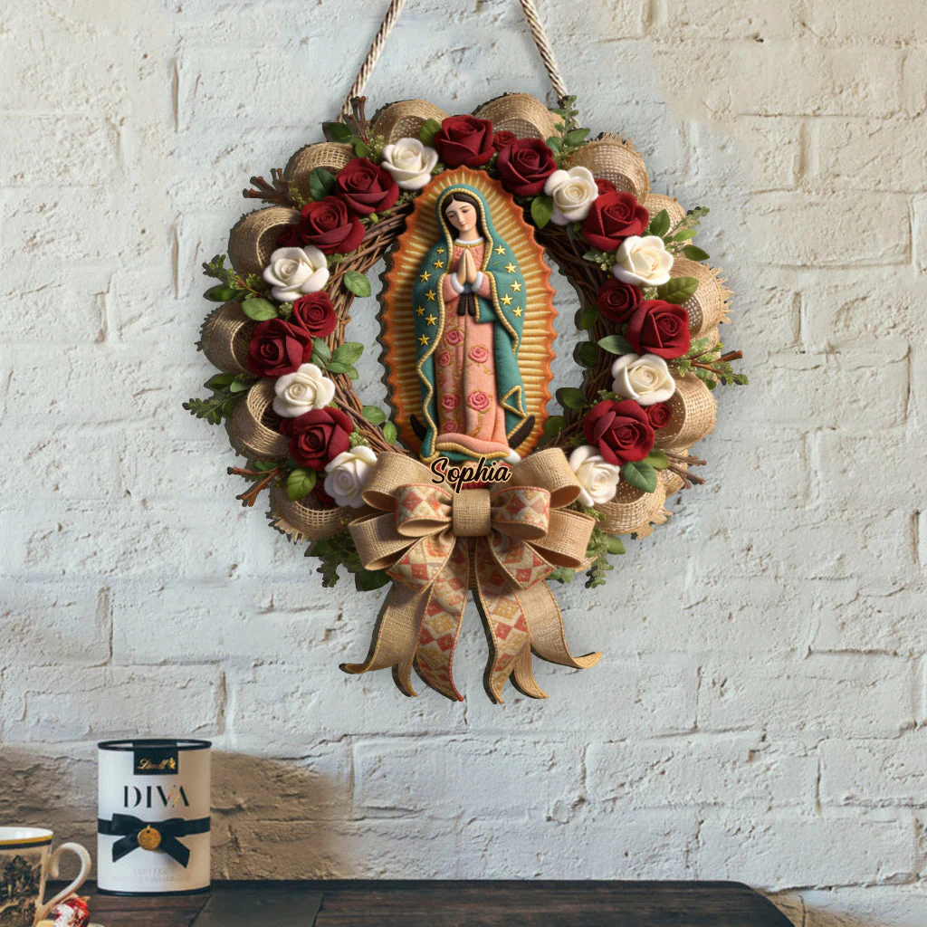 Our Lady Of Guadalupe - Personalized Christian Custom Shaped Wood Sign - Gift For Family - Image 3