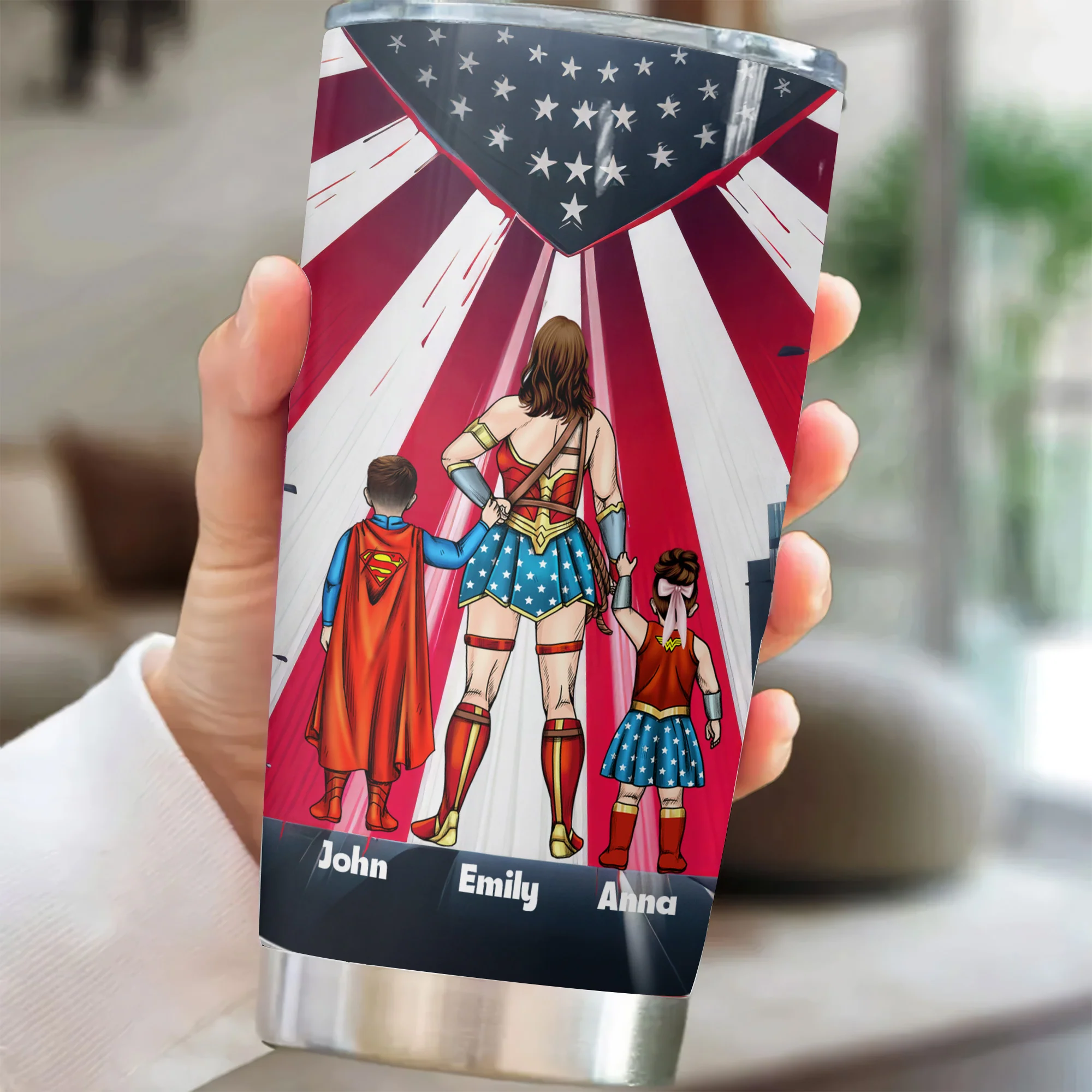 Our Super Hero Mom Has The Best Power - Personalized Stainless Steel Tumbler - Gift For Mom, Mother's Day | CL02 NA94 - Image 2