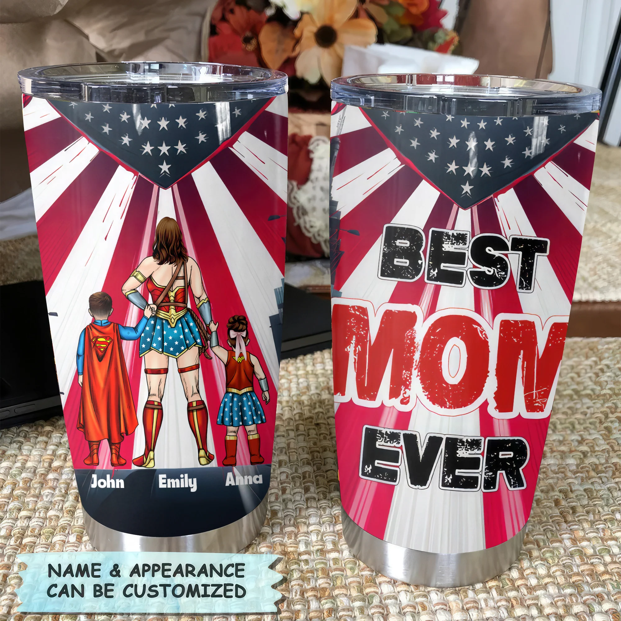 Our Super Hero Mom Has The Best Power - Personalized Stainless Steel Tumbler - Gift For Mom, Mother's Day | CL02 NA94 - Image 3