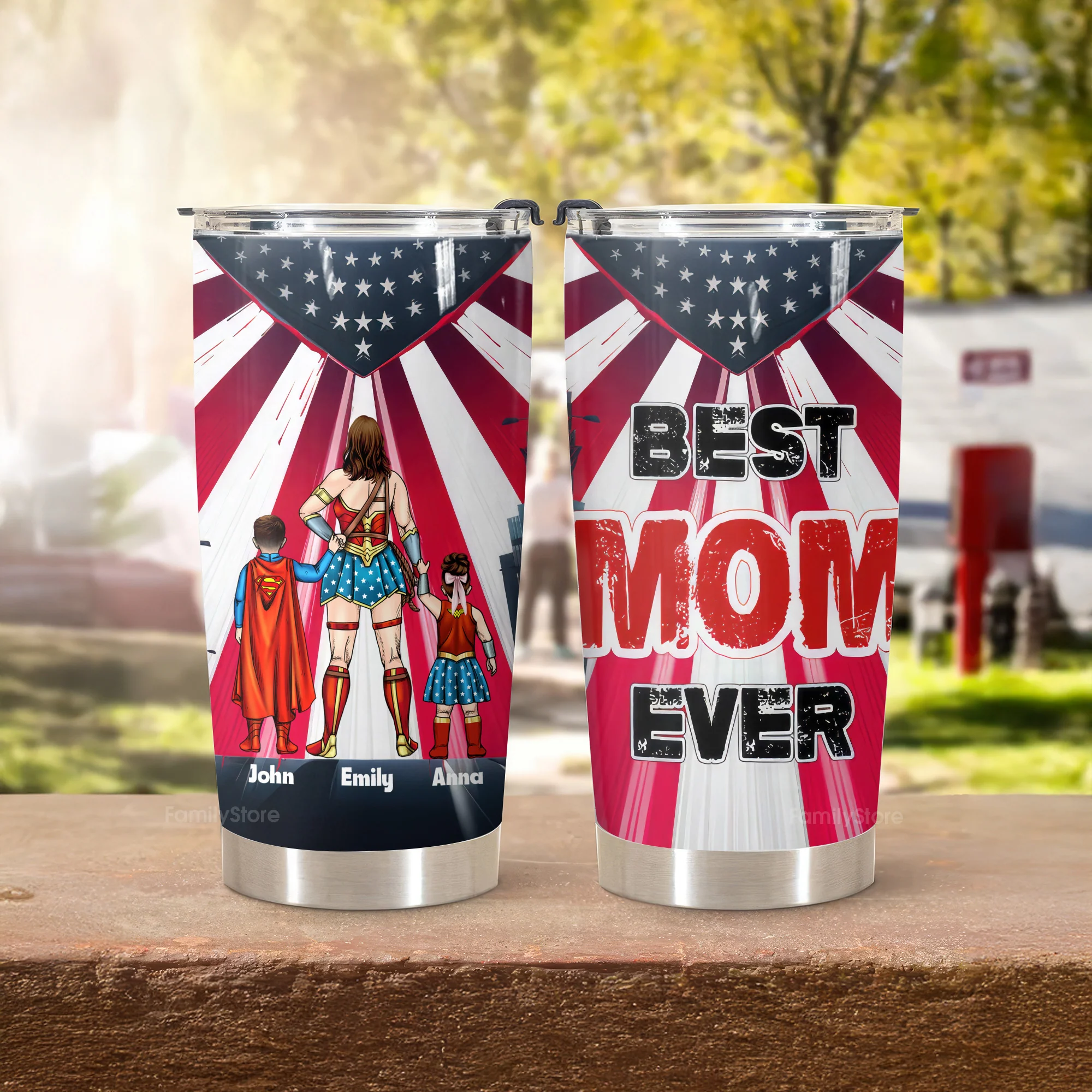 Our Super Hero Mom Has The Best Power - Personalized Stainless Steel Tumbler - Gift For Mom, Mother's Day | CL02 NA94 - Image 4