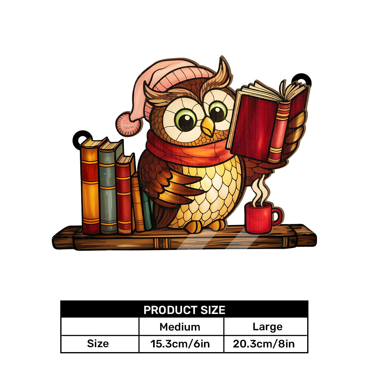Owl And Book - Personalized Window Hanging Suncatcher - Image 6