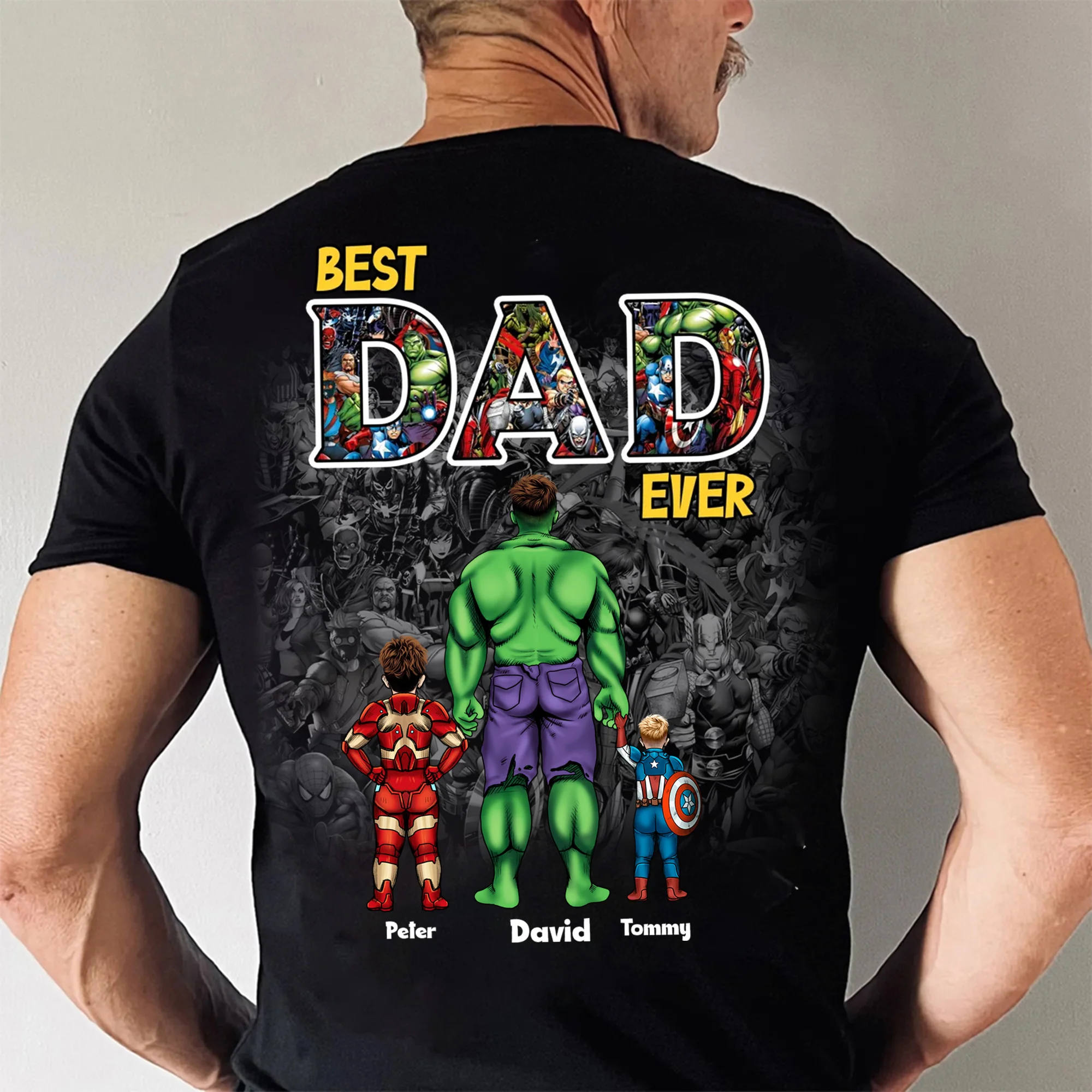 Super Hero Papa I Love You For Ever - Gift For Dad, Husband, Father's Day - Personalized Shirt 2 Side - Image 3
