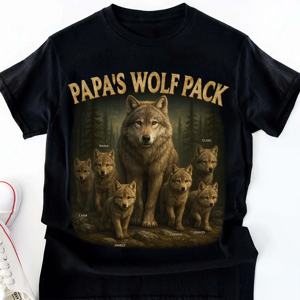 Papa’s Wolf Pack  - Personalized Shirt - Gift For Dad, Grandpa, Father's Day NA94 - Image 2