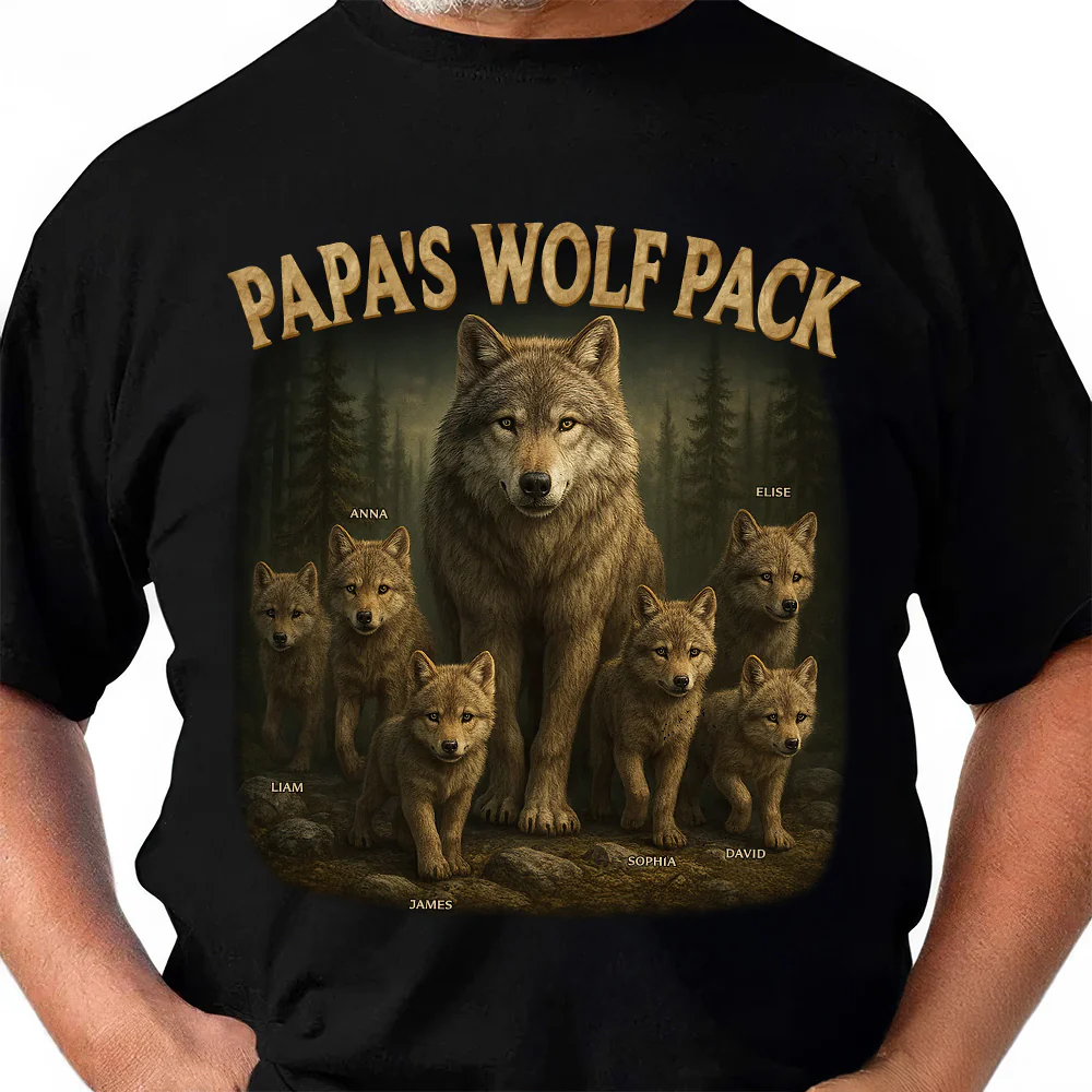 Papa’s Wolf Pack  - Personalized Shirt - Gift For Dad, Grandpa, Father's Day NA94 - Image 3