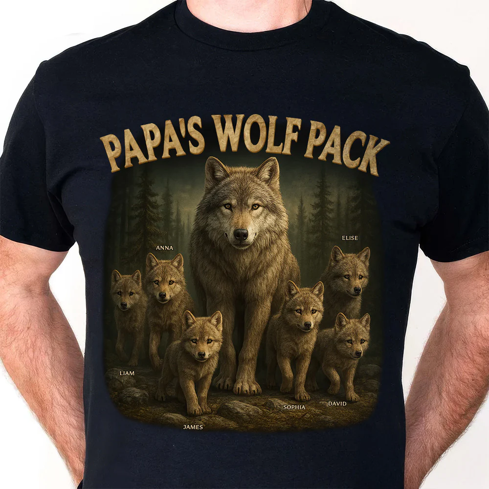 Papa’s Wolf Pack  - Personalized Shirt - Gift For Dad, Grandpa, Father's Day NA94 - Image 4