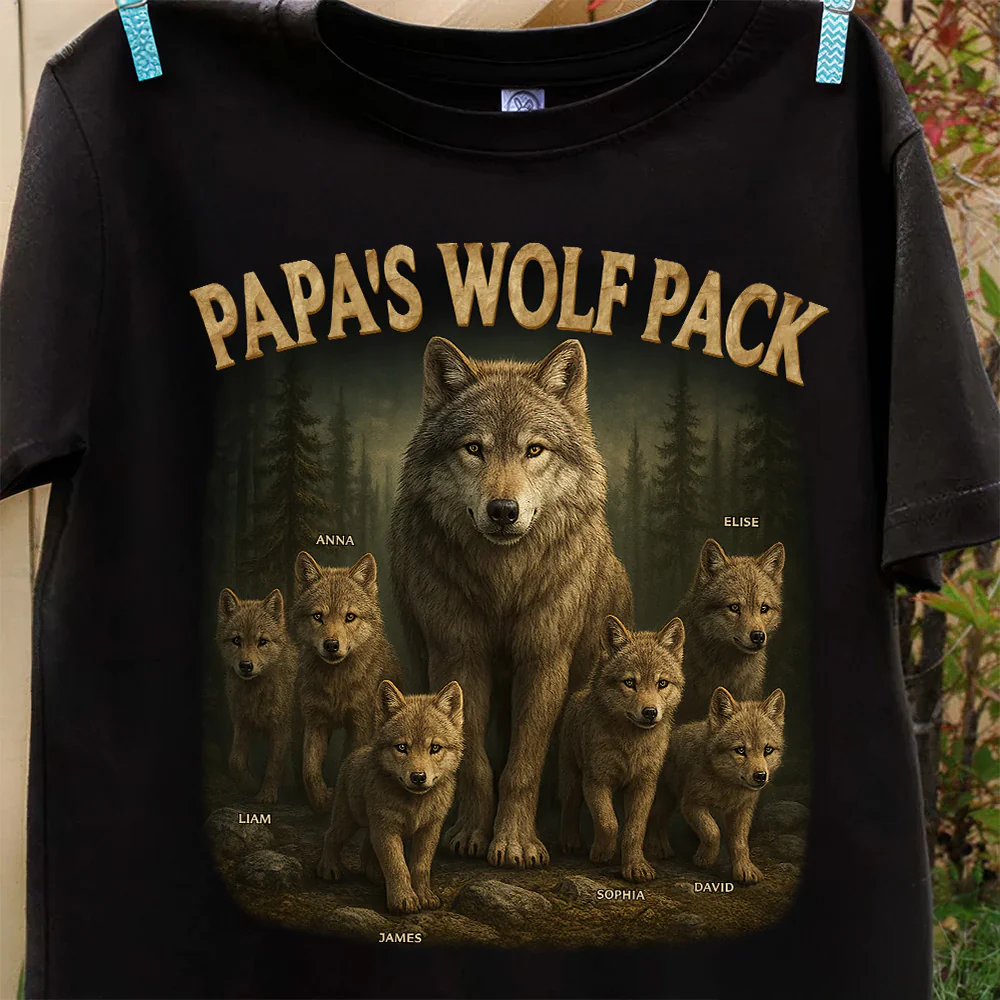 Papa’s Wolf Pack  - Personalized Shirt - Gift For Dad, Grandpa, Father's Day NA94 - Image 5