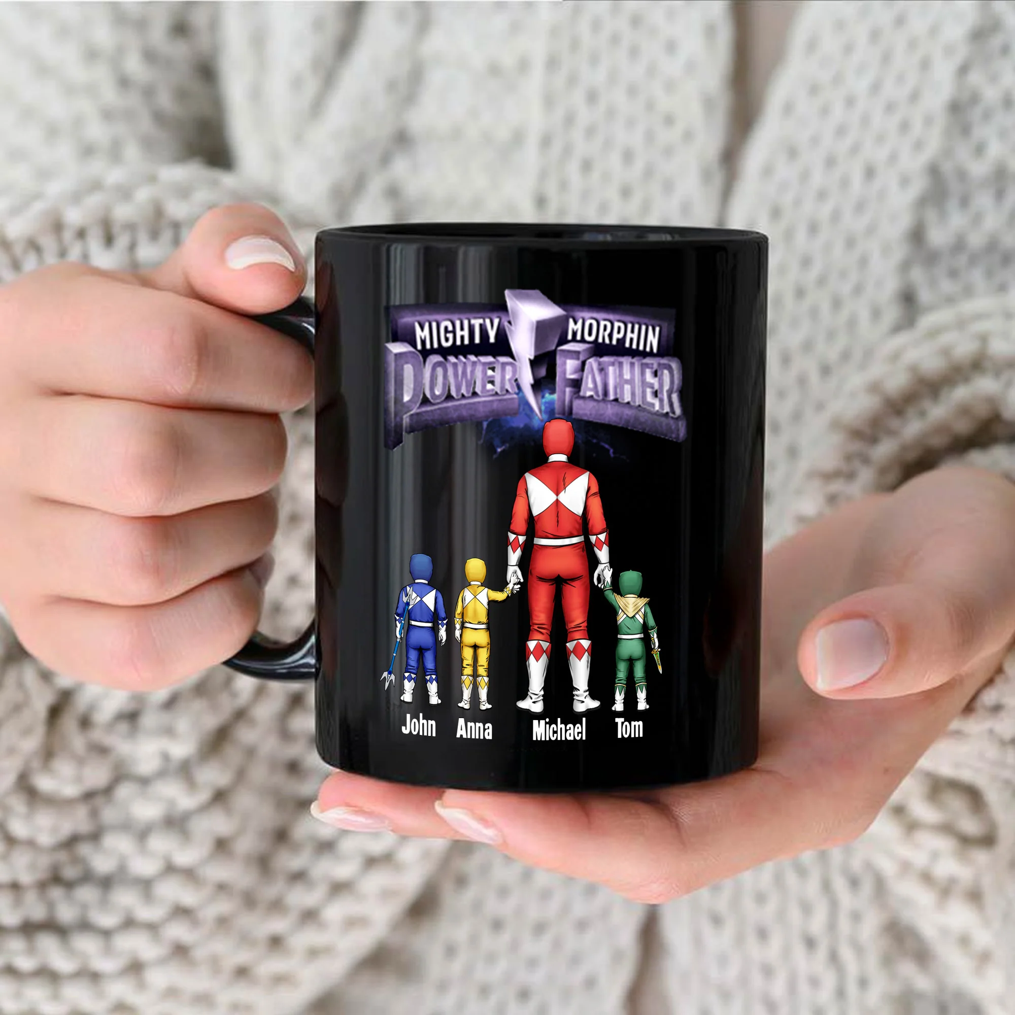 Papa Super Power Is So Wonderful - Gift For Dad - Personalized Black Mug - CL21 NA94 - Image 3