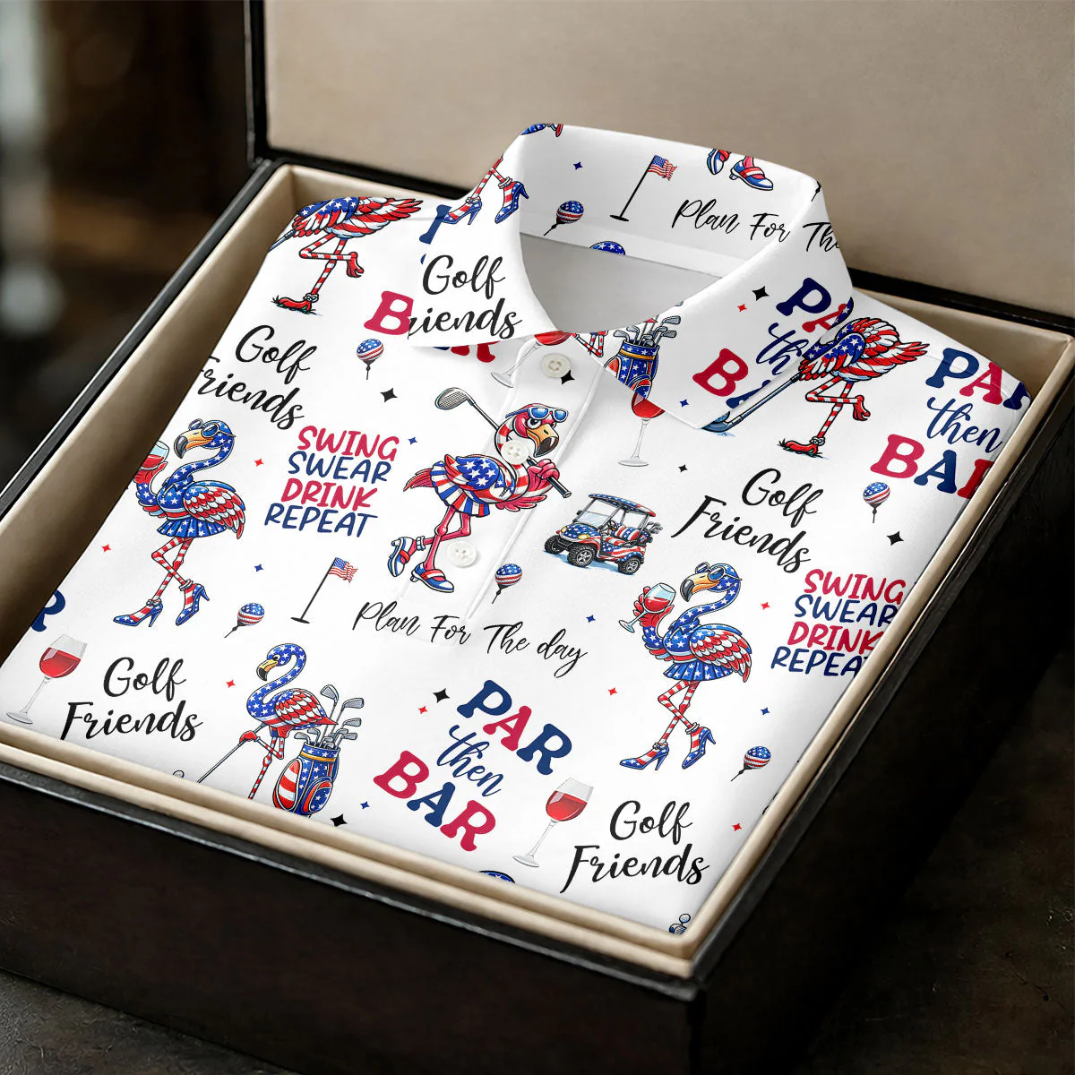 Par Then Bar Funny Flamingo Patriot - Personalized Polo Shirt - Gift For Dad, Grandpa, Golf Lovers - Image 6